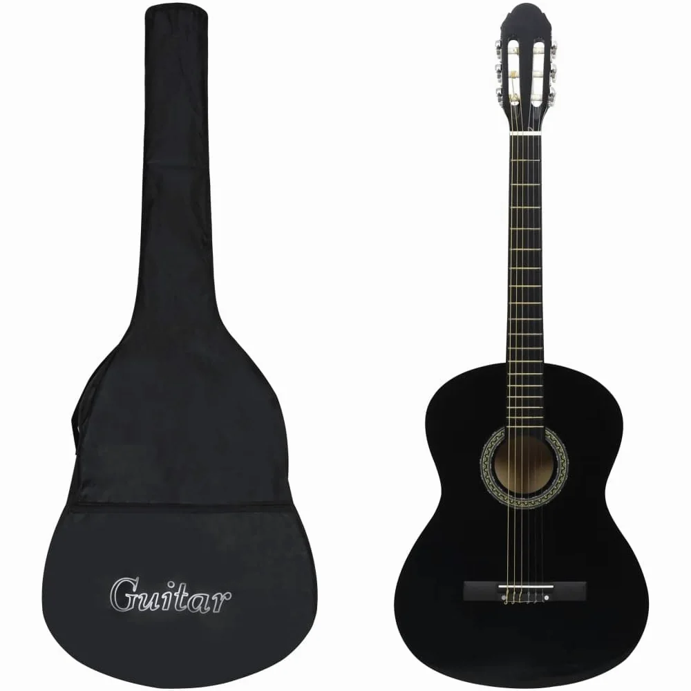 Set chitarra classica per principianti, 12 pezzi, nero 4/4 99,1 cm