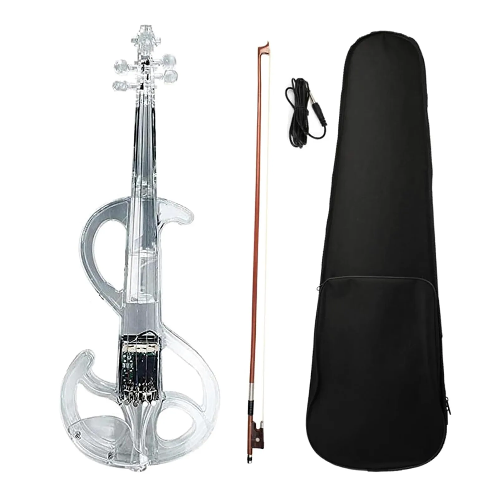 4/4 Violino Elettrico Luminoso Luci LED Colorate Prestazioni Acriliche Reali Con Cuffie Con Custodia Per Pickup(B)