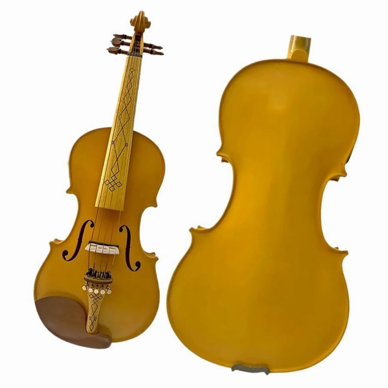 Violino Elettrico 4/4 A 5 Corde In Acero Giallo Fatto A Mano Con Un Suono Splendido E Chiaro E Forte Violino
