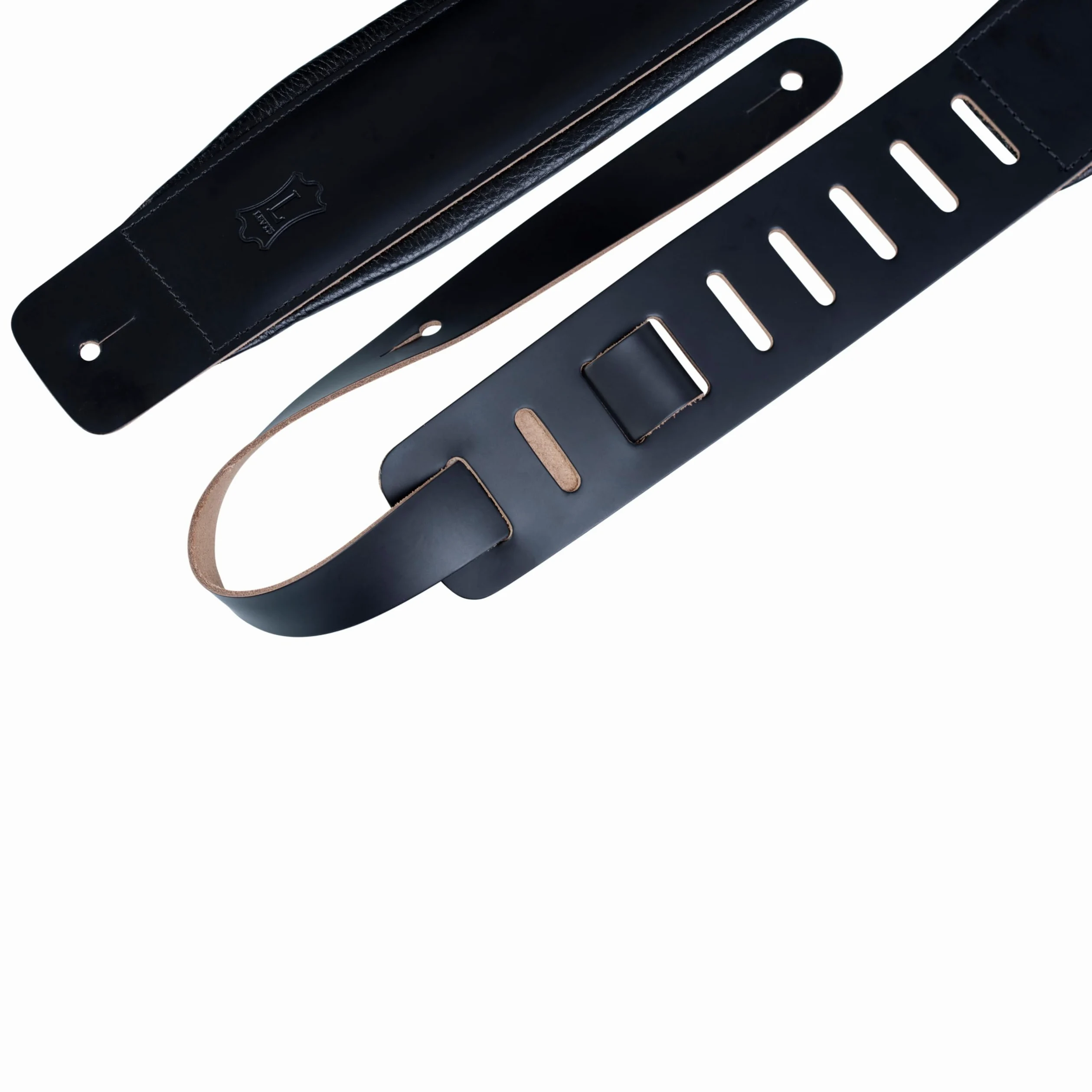 Levy's, DM1PD-XL-BLK Tracolla XL in Pelle Pieno Fiore Black, Imbottitura in Schiuma da 1/4", Larghezza 3" / 7.68 cm, Lunghezza: regolabile fino a 64" / 162.56 cm, Colore Black