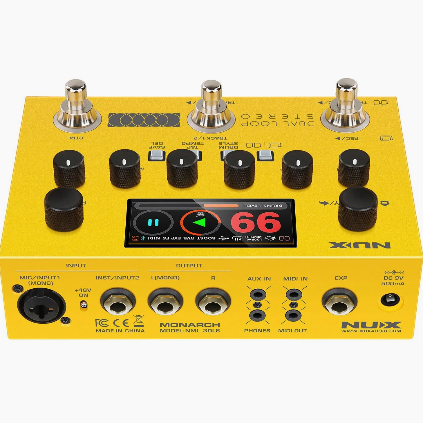 NU-X - Pedale Stereo Dual Loop | Looper Multi-Effetti per Chitarra, Basso e Voce con Drum Machine, Registrazione USB, MIDI e Footswitch per Performance dal Vivo