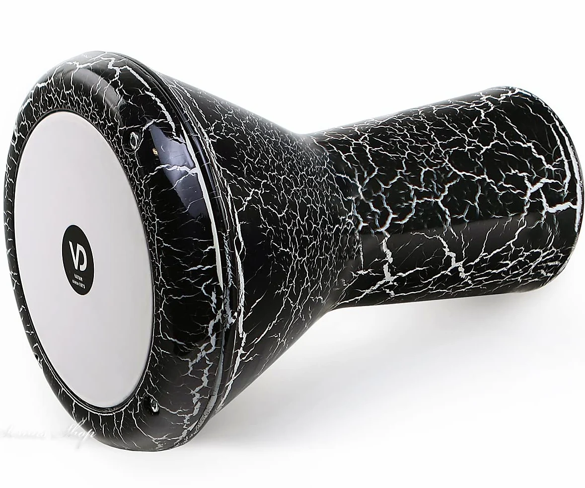 VD Vatan Darbuka, Tamburo orientale per bambini, in alluminio pressofuso, effetto laccato, colore: Nero/Bianco, 2040-S-B