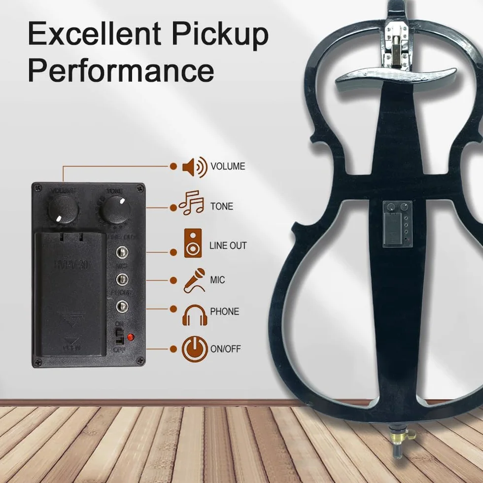 Set di violoncello elettrico 4/4 per principianti (include custodia leggera, cuffie stereo, archetto premium, ponte, colofone) per studenti adulti