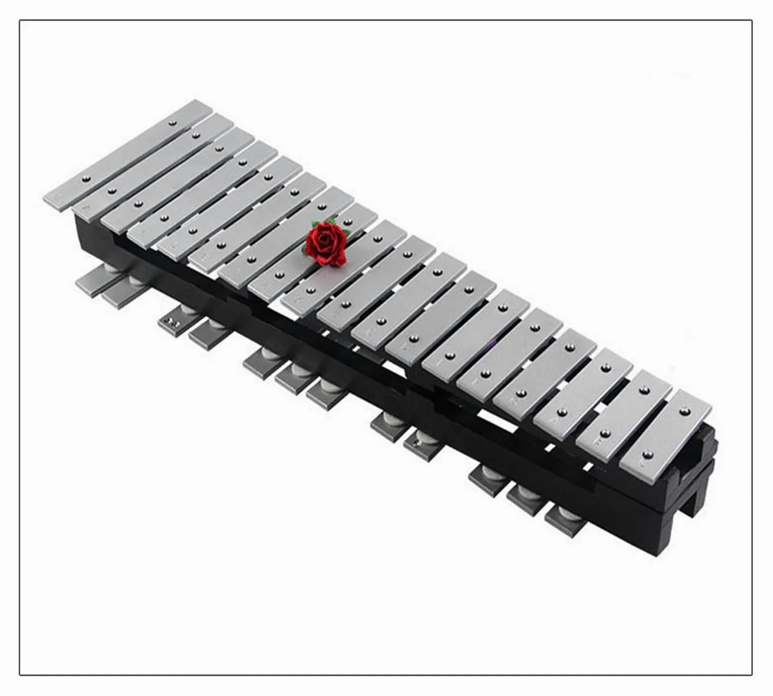 xilofono ​Legno Tasti Bianchi e Neri Tasti Argento Strumento a percussione didattico Pieghevole Carillon con Piastra in Alluminio da 30 Toni (Color : Silver Key)