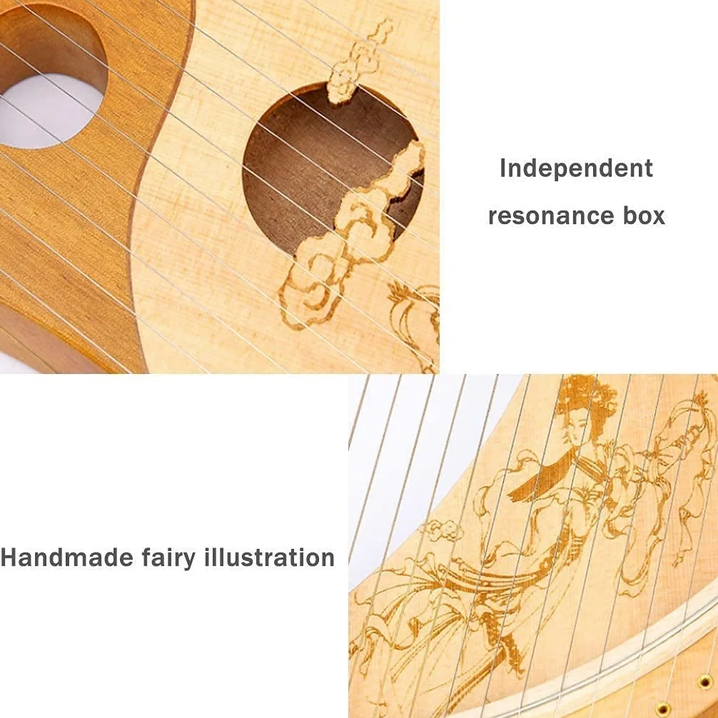 Arpa a lira, strumento a corda in legno con chiave di accordatura e manuale di istruzioni per principianti e amanti della musica