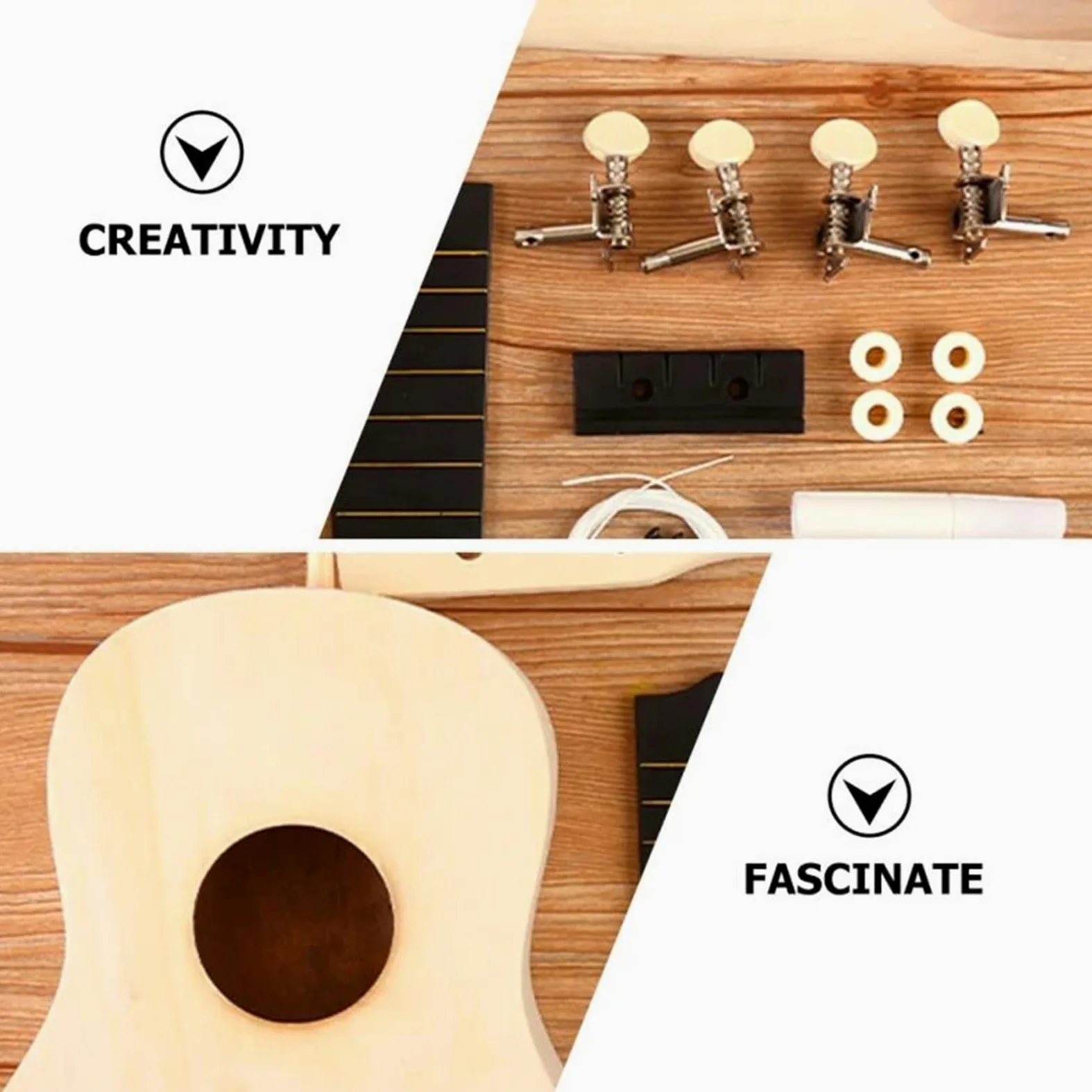 Ukulele professionale Strumento A Corde Per Ukulele In Legno Per Musicista Principiante 53.00X17.00X4.00cm Kit Per Principianti Ukulele Treble Gig Bag
