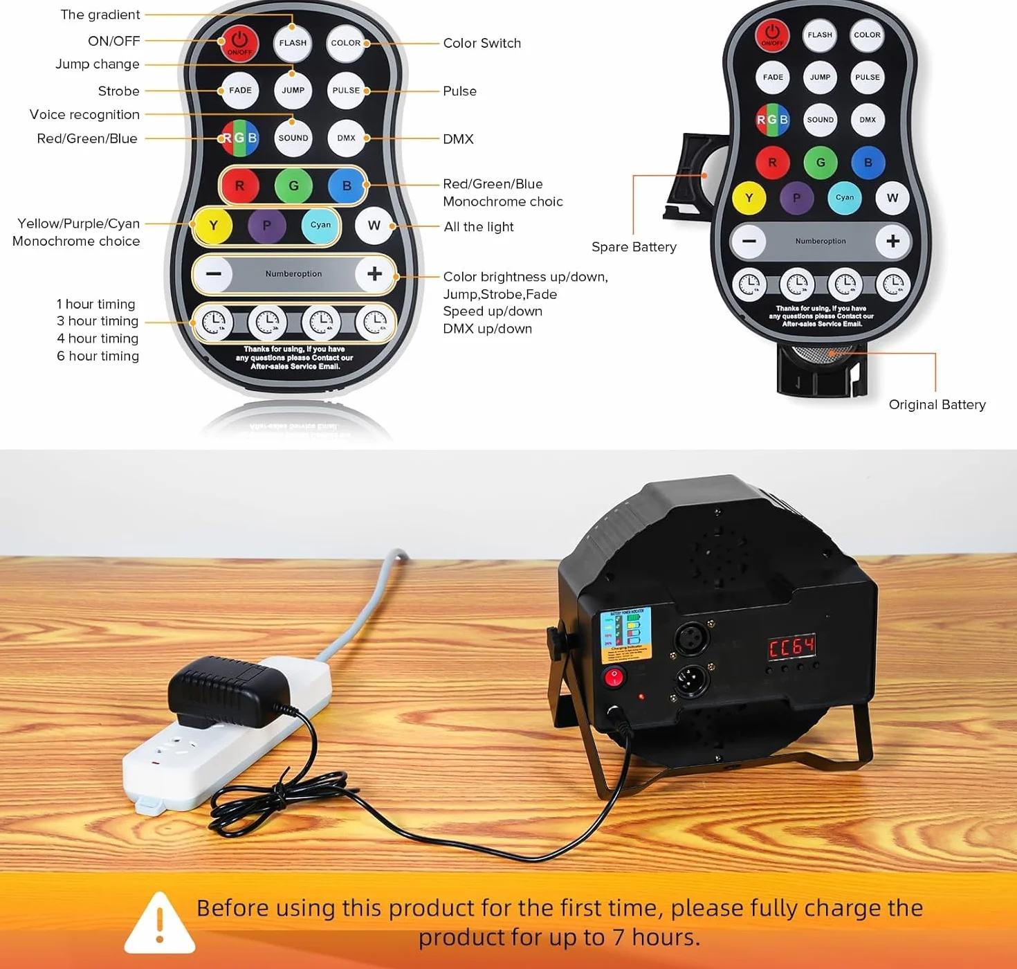 LED Par a Batteria, 4 Pezzo 36W RGB a Batteria, LED Faretto con Telecomando, Luce Discoteca per DJ, Club, Festival