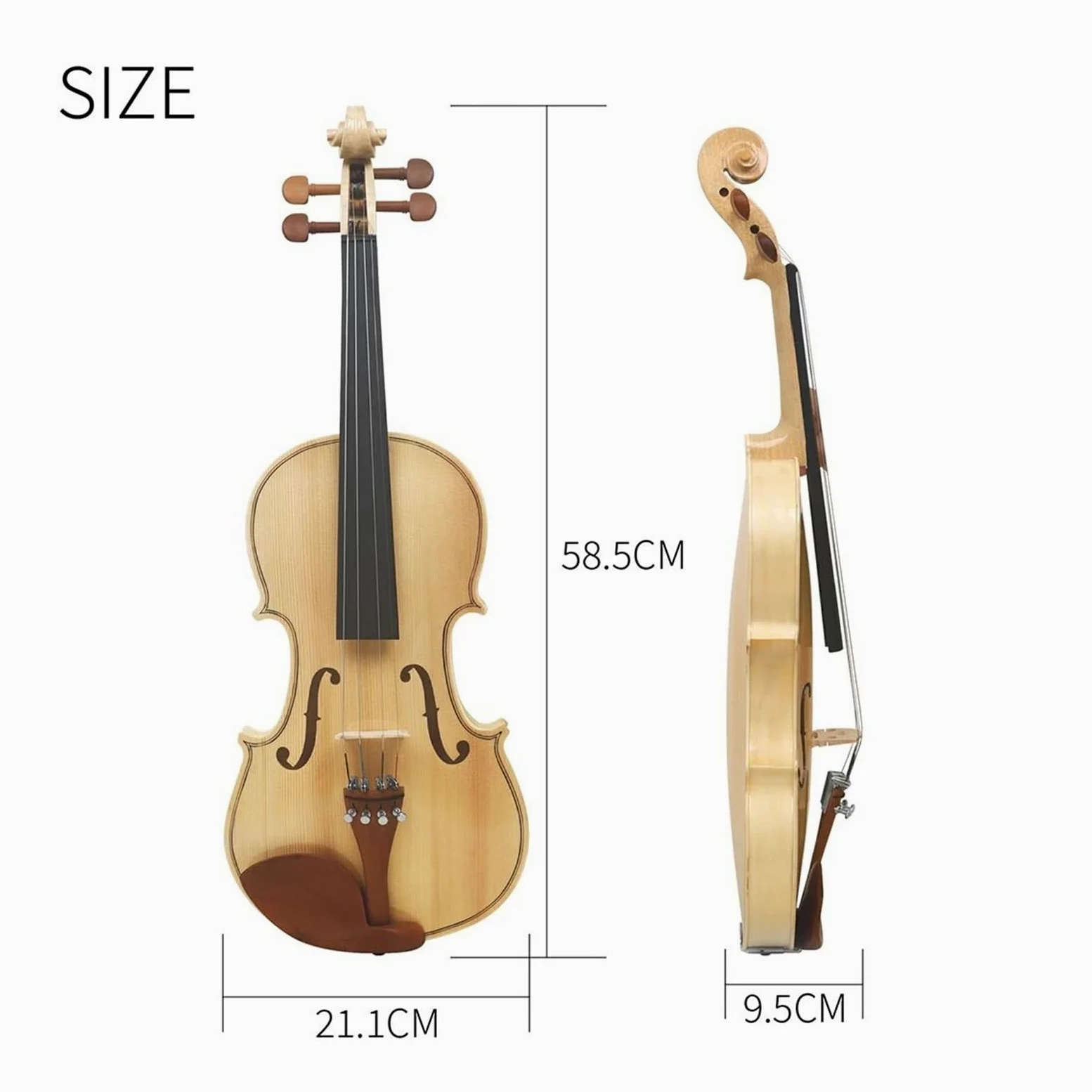 Violino Per Principianti 4/4 Con Piano In Abete E Acero Con Strumento A Corde Violino