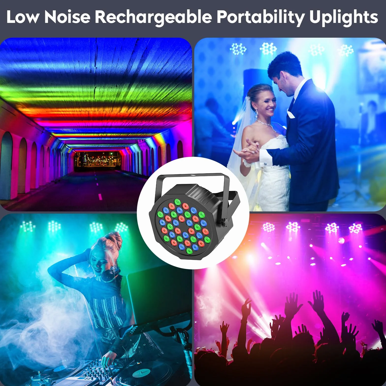 LED Par a Batteria, 4 Pezzo 36W RGB a Batteria, LED Faretto con Telecomando, Luce Discoteca per DJ, Club, Festival