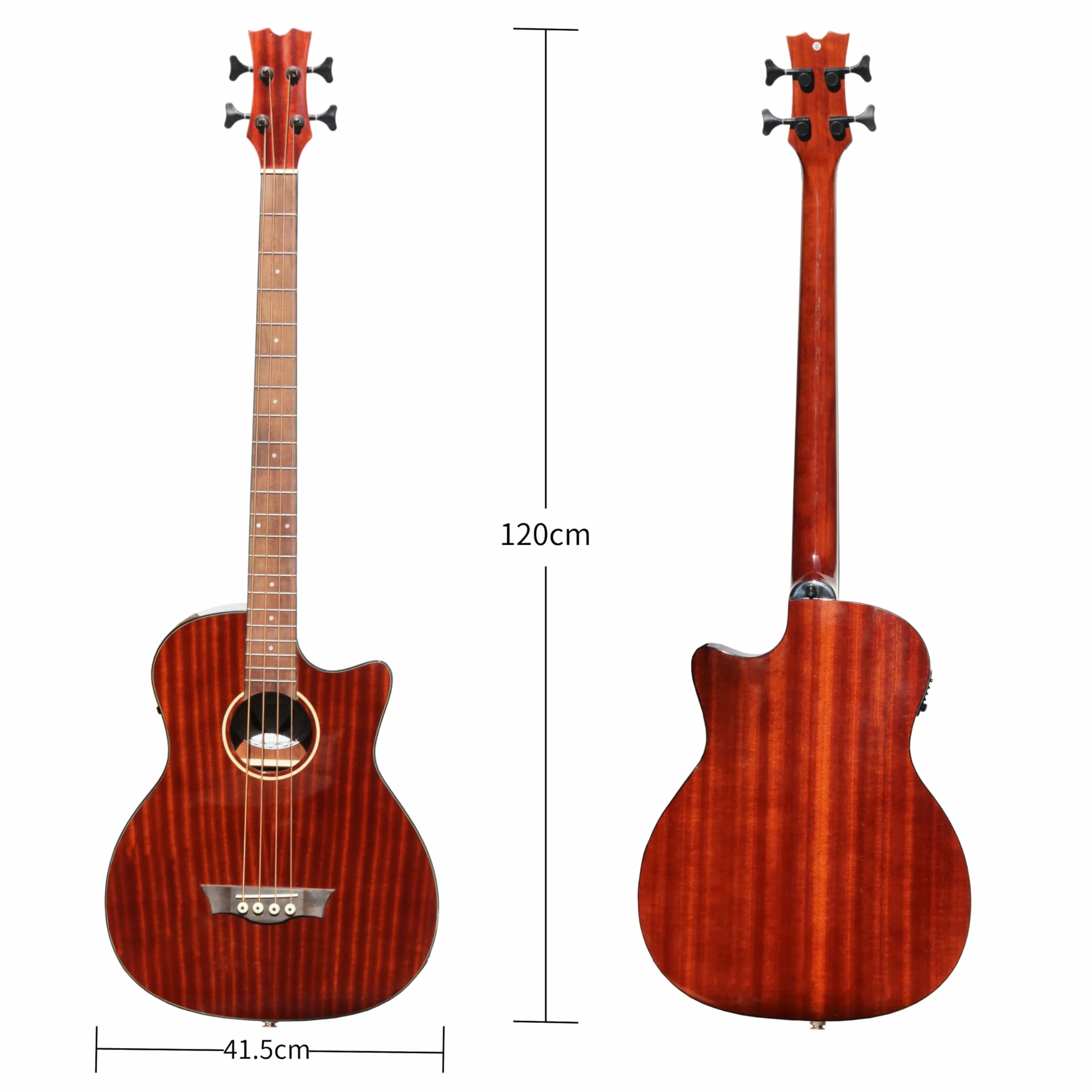 Batking Basso elettrico acustico, 41 '' Cutaway elettrico basso acustico 4 corde (marrone)