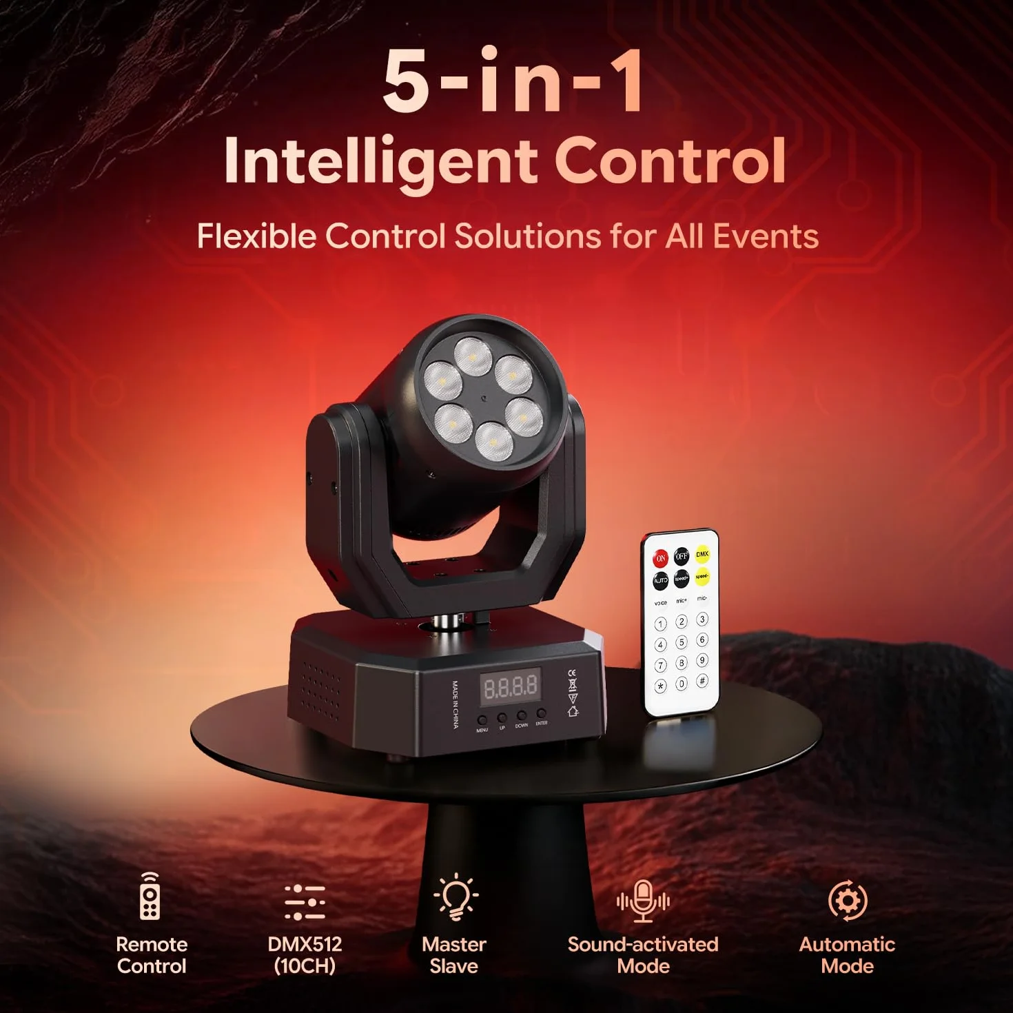 Lira LED Luce Palco Mobile 30W con Telecomando, Wash Gioco di Luce Serata 6 LED RGBW Mini Luce Festa DMX512 Effetto Fascio Controllo del Suono per DJ Discoteca Bar Concerto 2PCS
