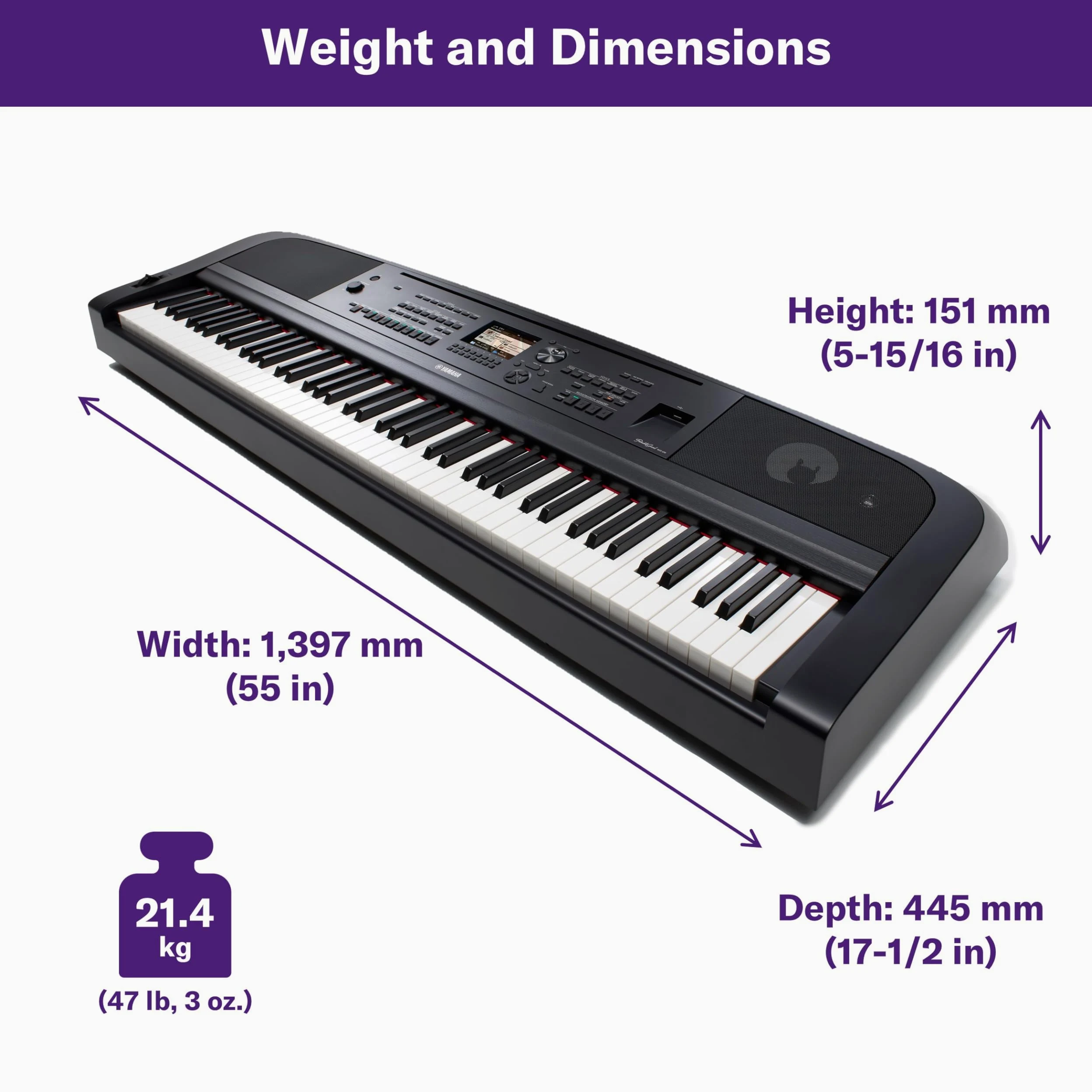 Yamaha DGX-670 - Portable Grand Digital Piano con 88 tasti pesati, Bluetooth Audio, Suono CFX, 630+ Voices, Funzionalità professionali - Nero