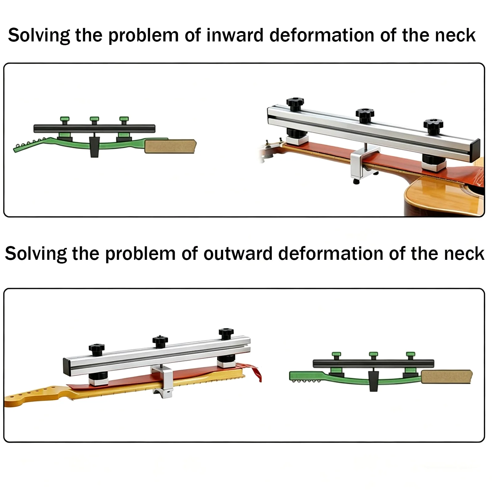 Piastra per il collo della chitarra, strumento di manutenzione professionale, regolabile da 120 a 480 mm, con cuscinetto riscaldante, per riparazione chitarra acustica/elettrica