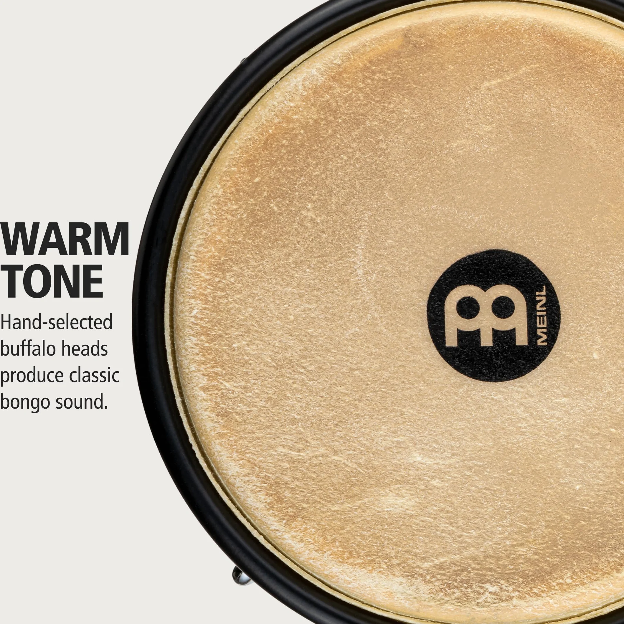 Meinl Percussion Bongos Headliner Wood - 2 Tamburi a Mano da 6.75 e 8 Pollici - Chiave Accordatura Inclusa - Quercia del Siam, Black (HB100VWB-M)