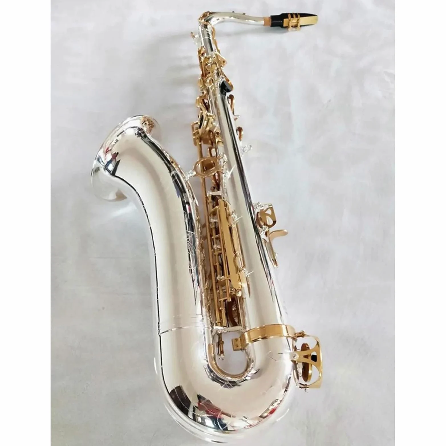 Sassofono Tenore Placcato In Argento Con Chiave In Oro Professionale Super Play Sax Con Custodia