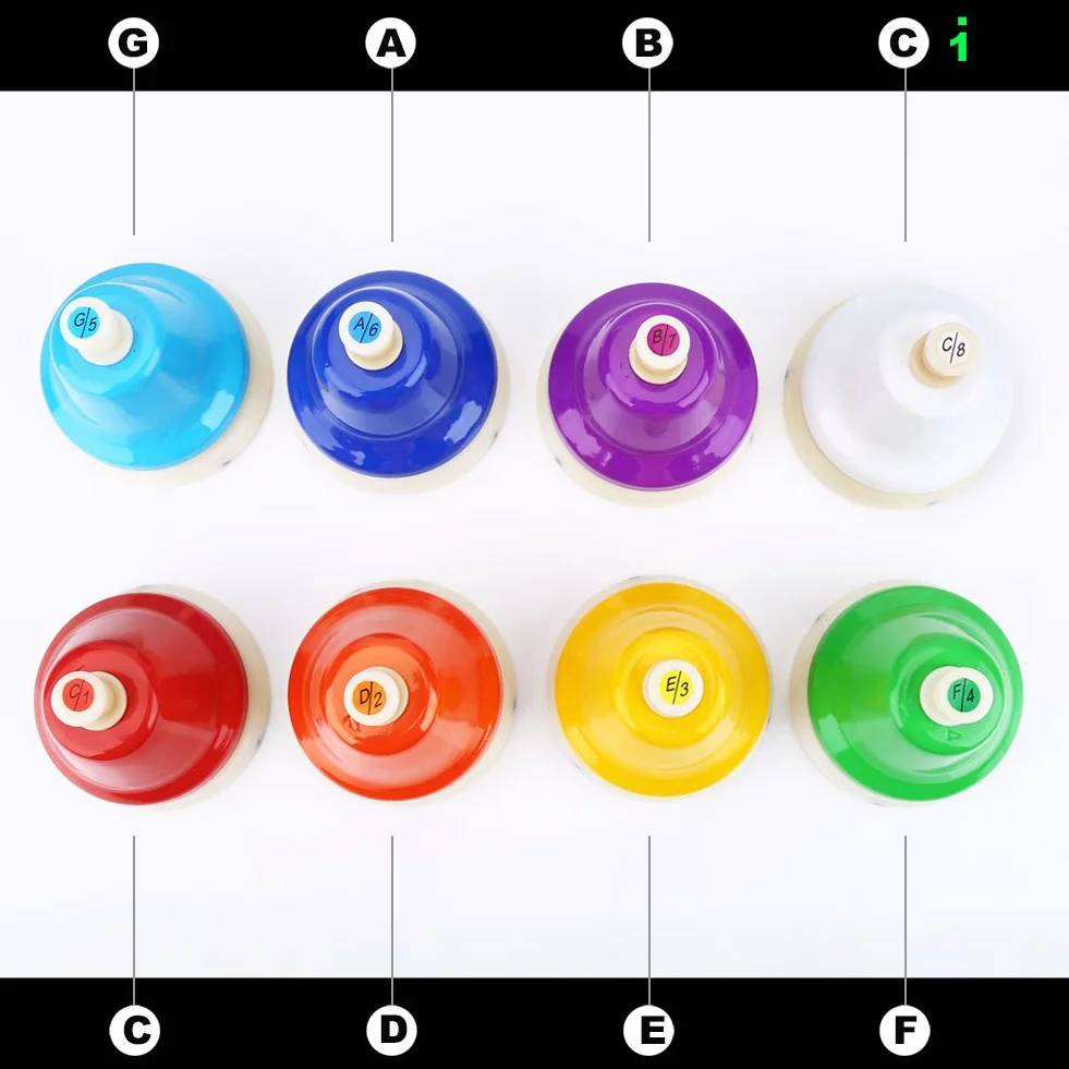 Alomejor Hand Bells Set 8 Note Diatonic Bells per Bambini Strumento Musicale a Percussione Giocattolo