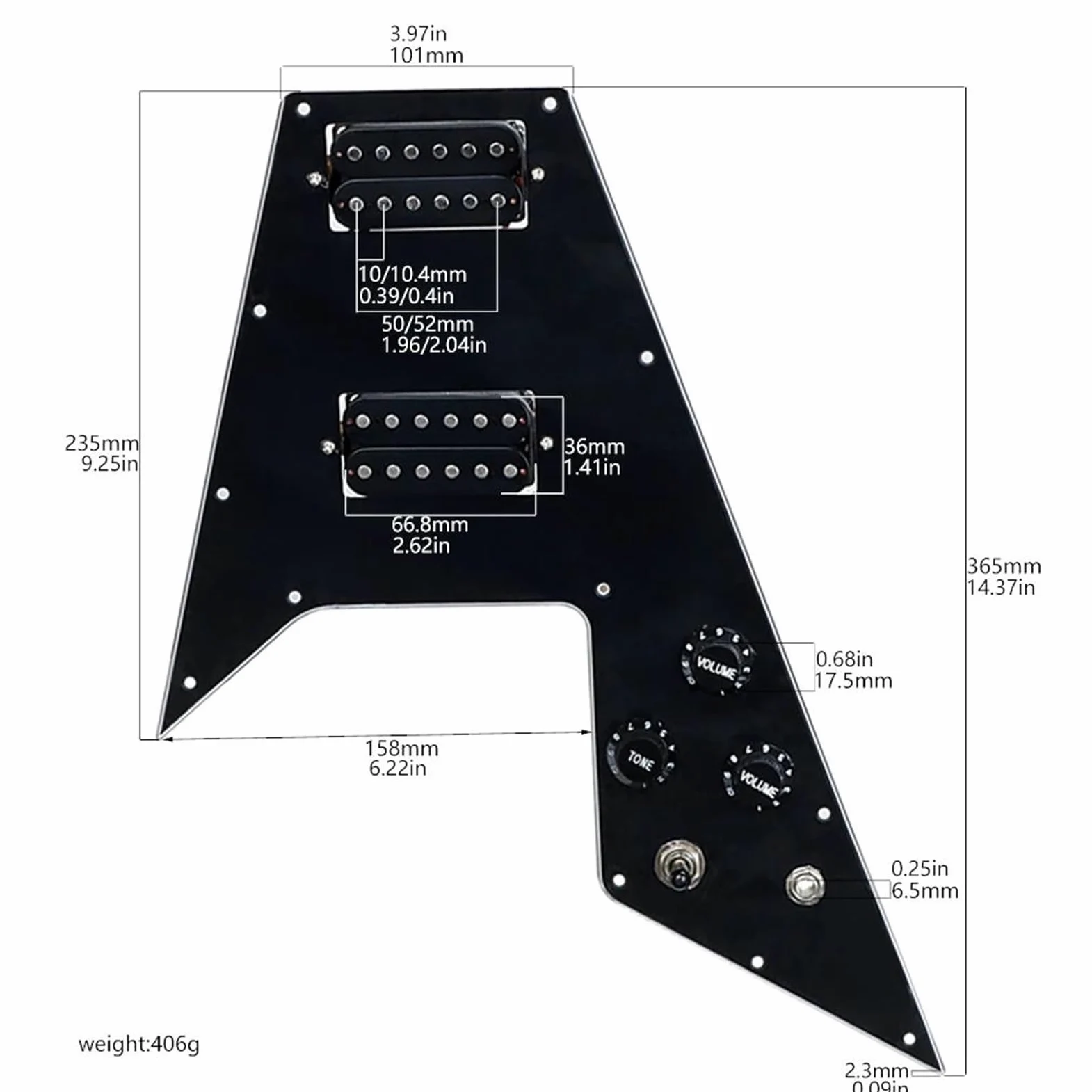 Battipenna per chitarra precablato caricato nero a 3 strati per parti e accessori per chitarra stile V volante Set Battipenna Pickup