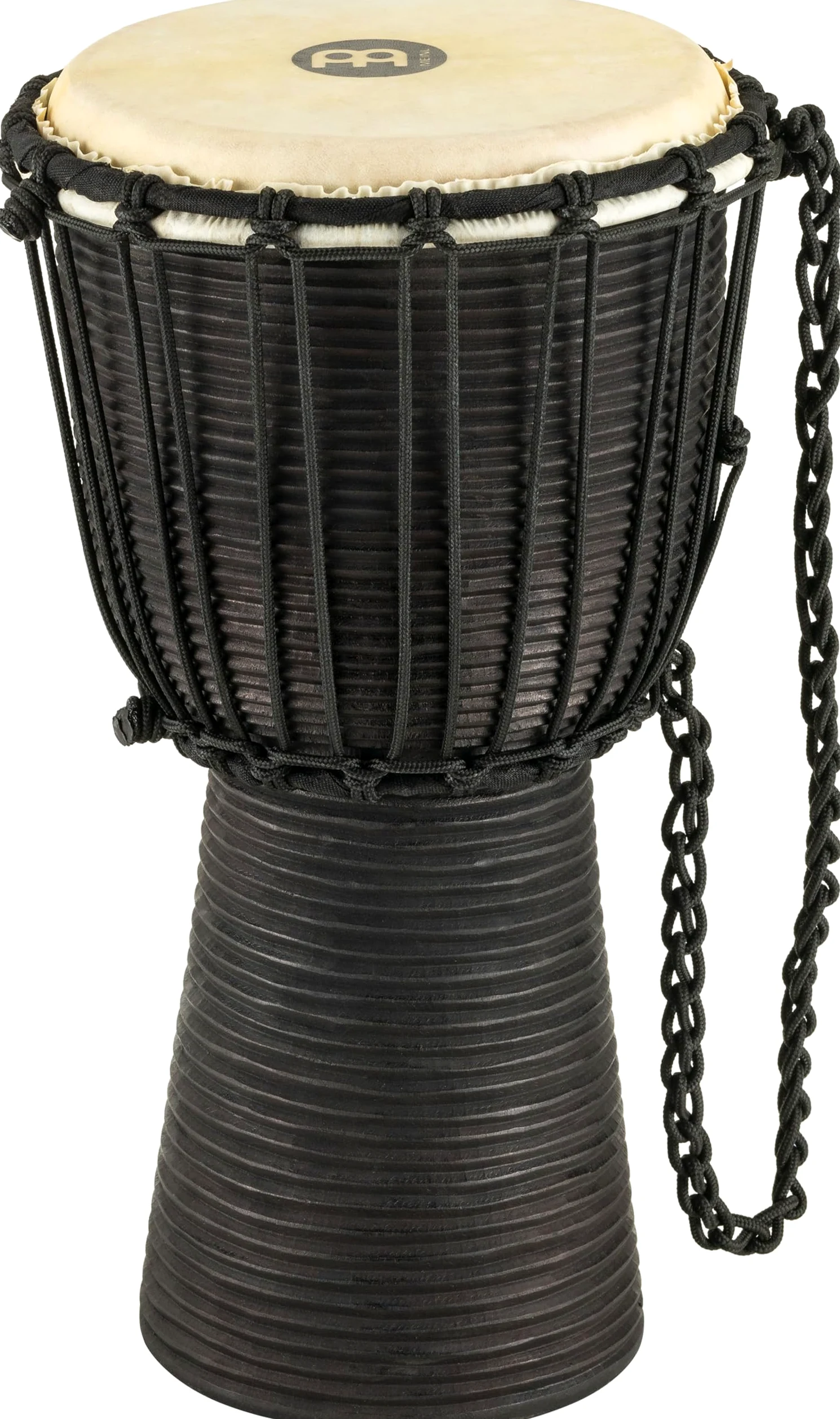 Meinl Percussion HDJ3-S, Djembe in legno, Serie Headliner/Black River, Tiraggio a Corde, Diametro 8", 20.32 cm, Misura S, Nero