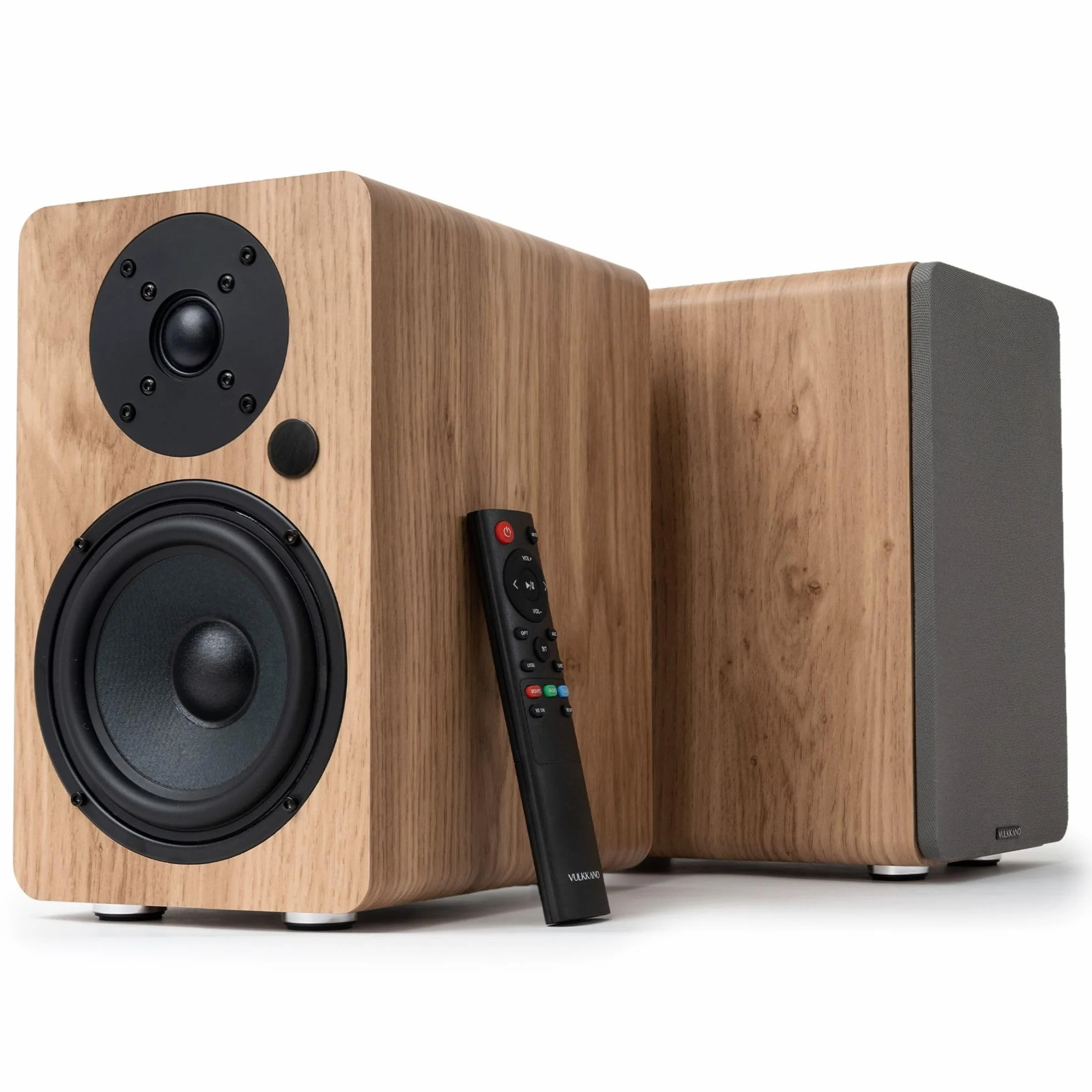 VULKKANO A5 ARC MKII Altoparlanti Autoamplificati con Woofer da 5,25", Bluetooth 5.0, HDMI ARC, Optica, RCA, USB, con uscita subwoofer, altoparlanti per TV dal design elegante, colore marrone