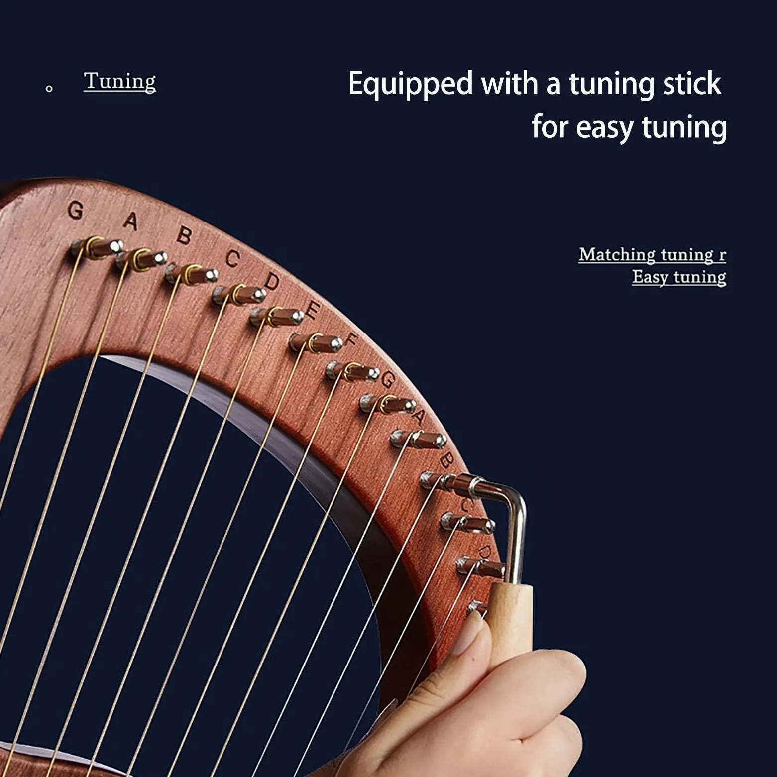 Lyre Harp 19,21,24,32 Corde In Metallo Strumento Musicale Principiante Portatile Arpa Lira Con Custodia, Chiave Di Accordatura, Corde Estratte, E Plettro(19-String Boxed - Coffee)