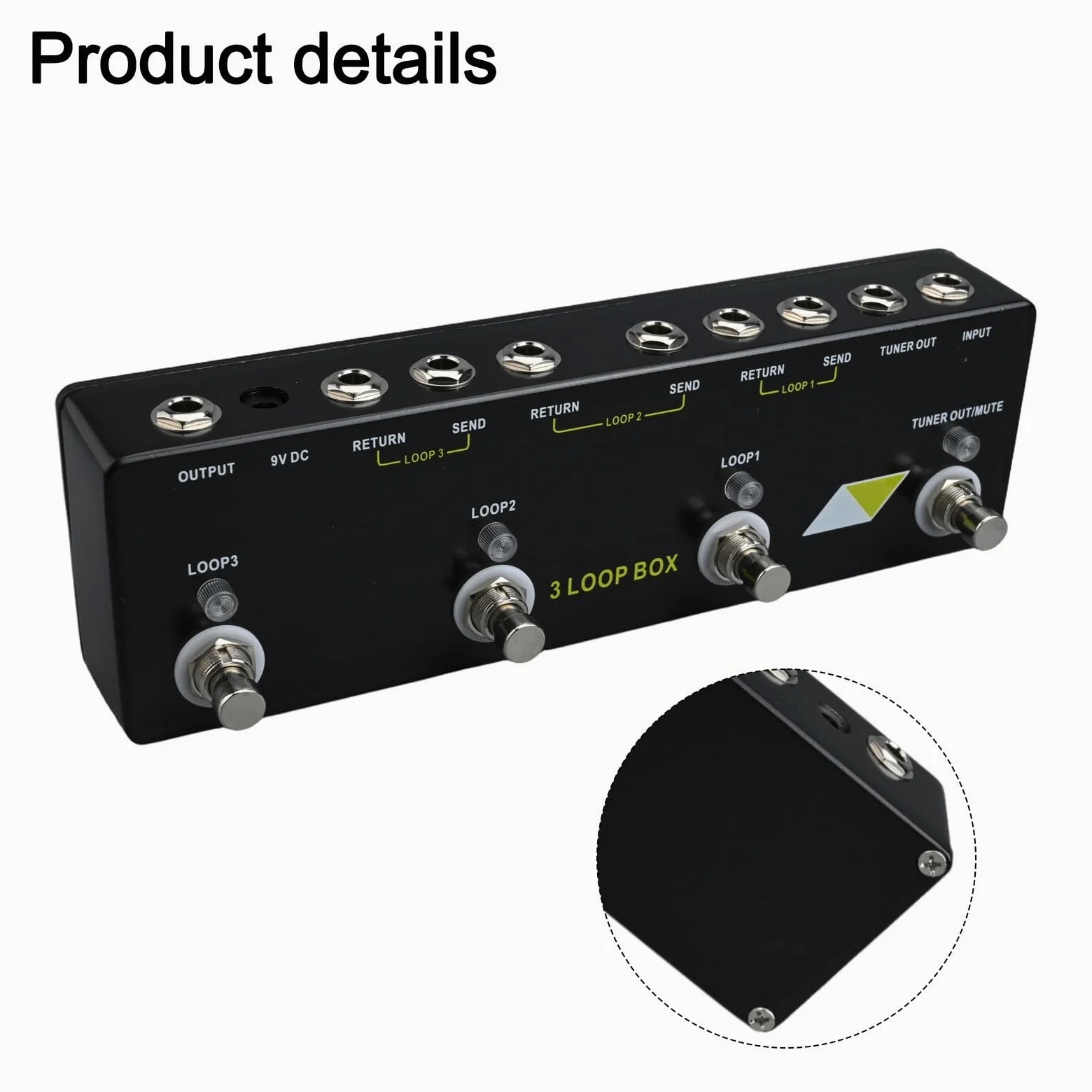 Pedale per effetti per chitarra a 3 loop con funzione True Bypass Looper e Tuner Mute, Shell in metallo Multi Loop Switcher, opzioni di ingresso versatili per chitarristi e bassisti in studio o