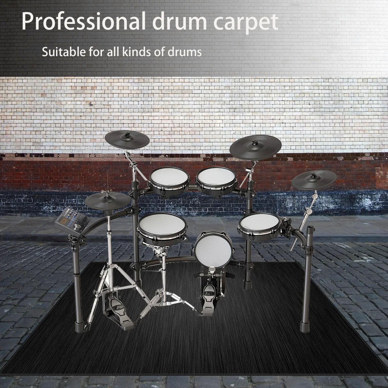 Tappeto Batteria Insonorizzato, Tappeti Antiscivolo Domestico, Tappetino per Batteria Elettronica, Drum Carpet per Rullante Grancassa Tamburo Jazz Batteria, Tappetini Strumenti Musicali 160 x 140 cm