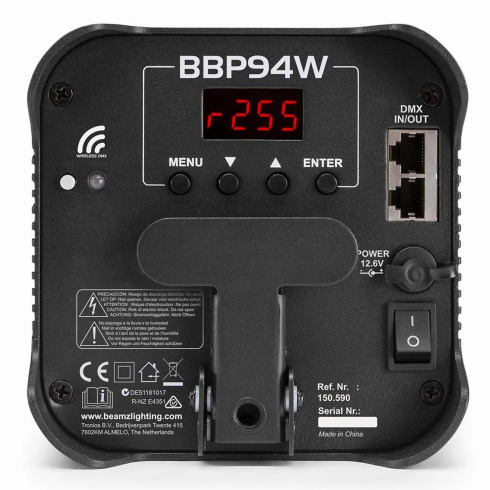 BeamZ BBP94W - Uplighter a batteria senza fili, rondella da parete LED da 48 W con controllo DMX, luce par alimentata a batteria ricaricabile per eventi, illuminazione verticale ed effetti di lavaggio