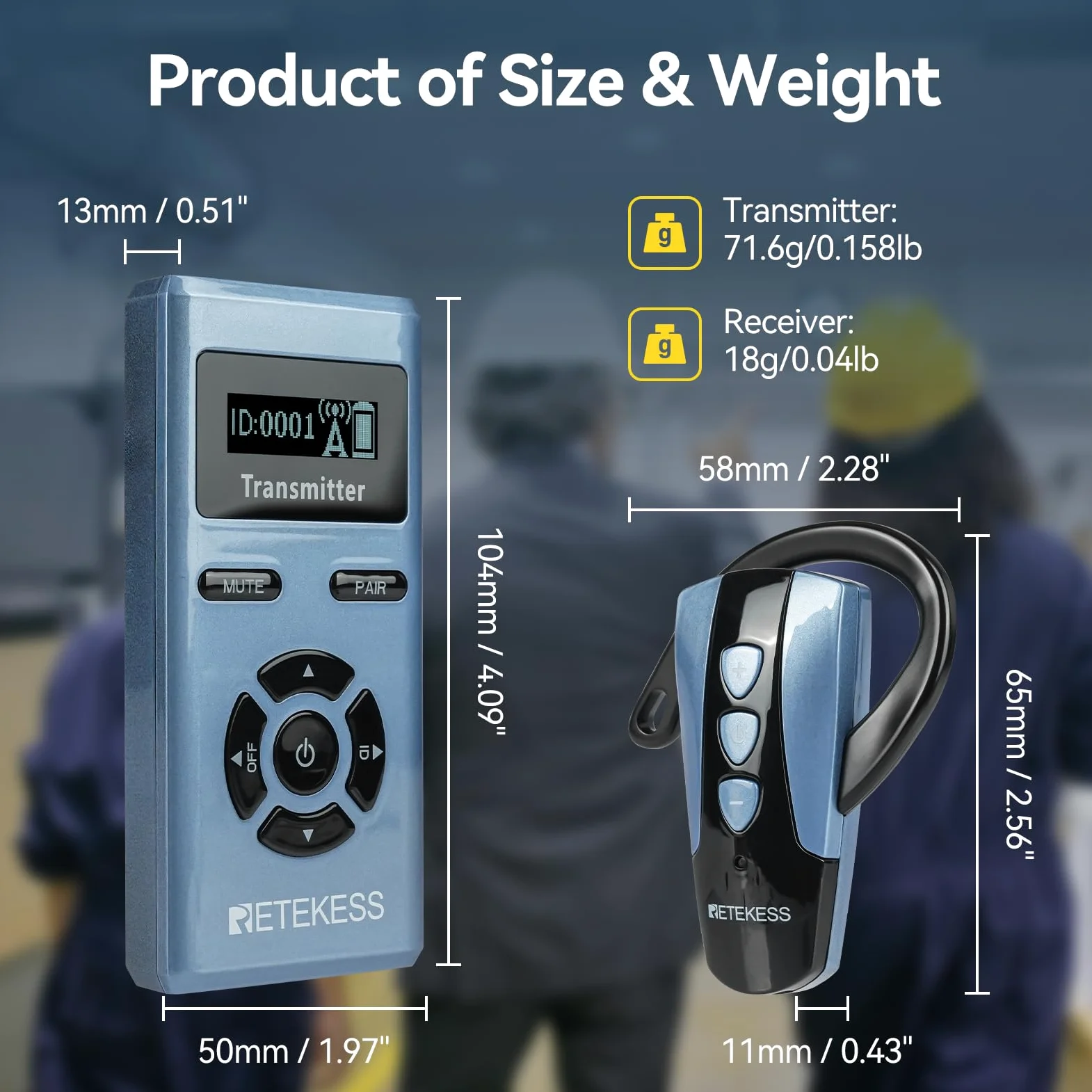Retekess TT106S Sistema di Guida Turistica Wireless, Ricevitore a Gancio Auricolare, 2.4G, Controllo un-tocco, Porta di Ricarica USB, con Borsa di Stoccaggio (2 Trasmettitori, 20 Ricevitori)