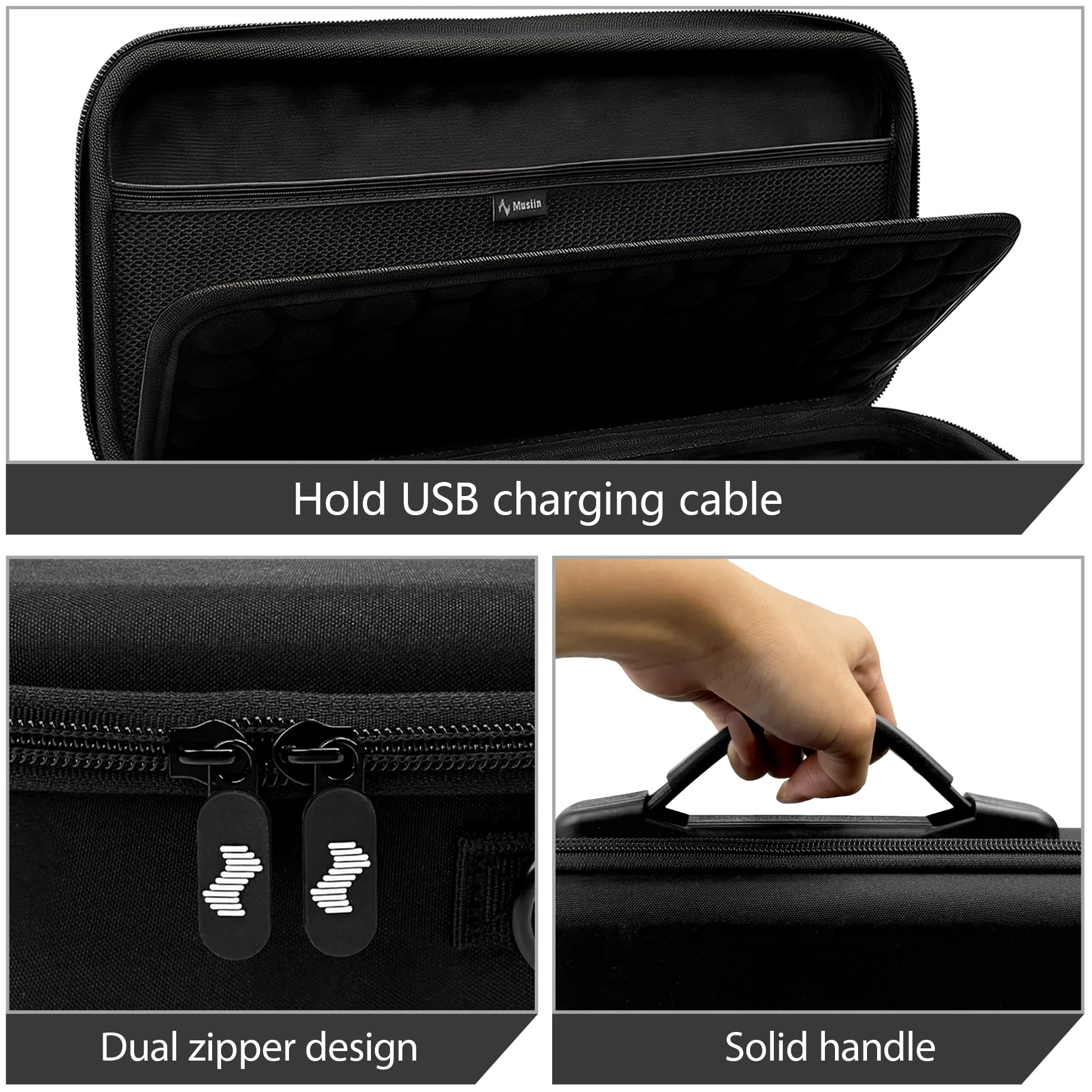 Musiin Custodia con interfaccia audio personalizzata compatibile con UA Apollo Solo Heritage/Apollo Solo USB, guscio rigido con tracolla, scomparto separato per cavi, archiviazione portatile per