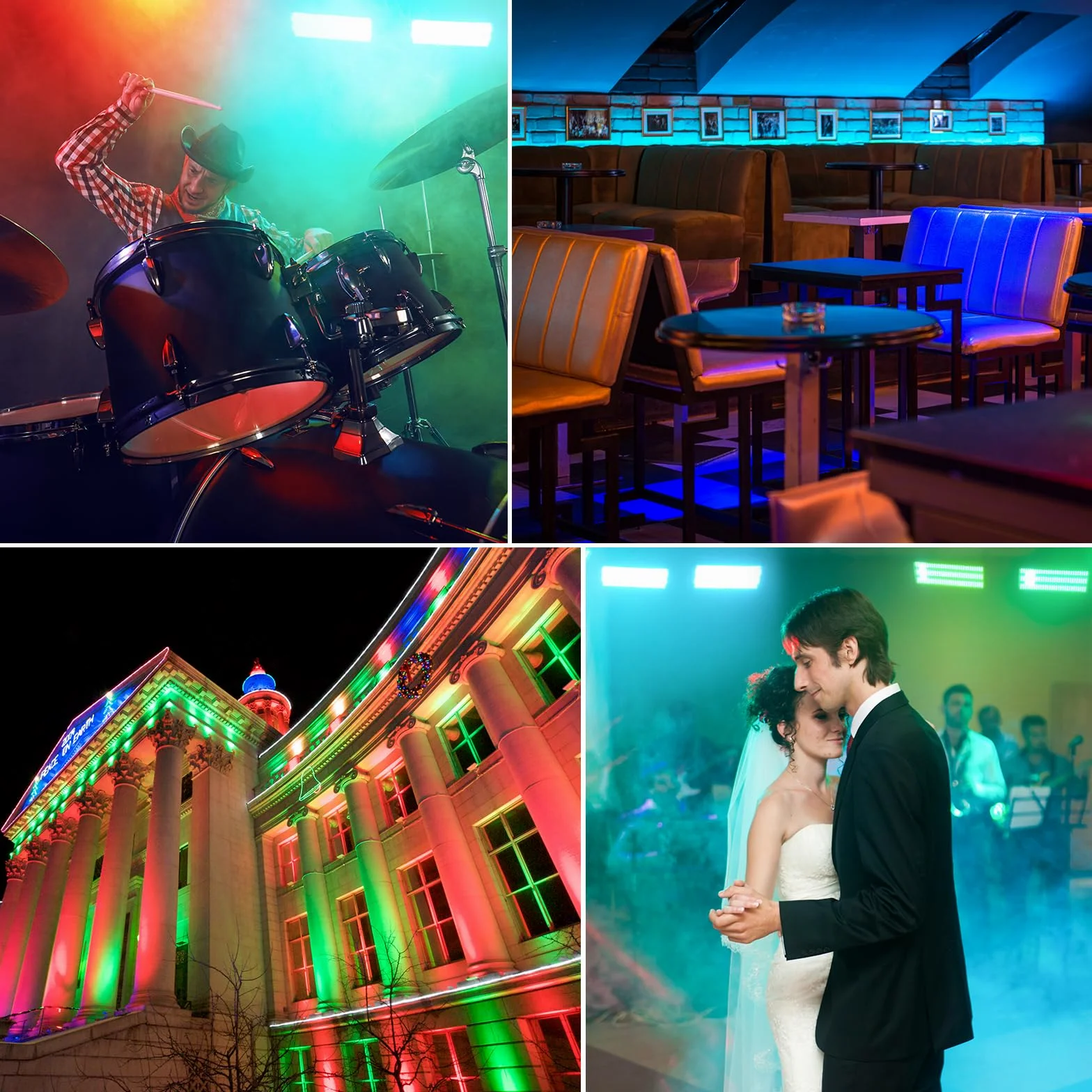150W Luci Stroboscopica Fulmine con Telecomando, Illuminazione di Sfondo, 270 RGB + 180 Bianco LEDs Effetti Luce, Luce da Palcoscenico per Feste DJ Bar Spettacoli Teatrali Discoteca, 4 pezzo