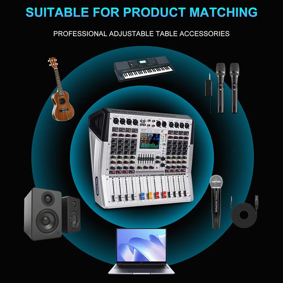 VR-6 PRO Mixer Audio - Amplificatore ad Alta Potenza da 550W x 2, 99 Effetti DSP, Console DJ Audio Bluetooth, Display a Grande Schermo Spettro, Tuner DJ con Riduzione Intelligente del Rumore