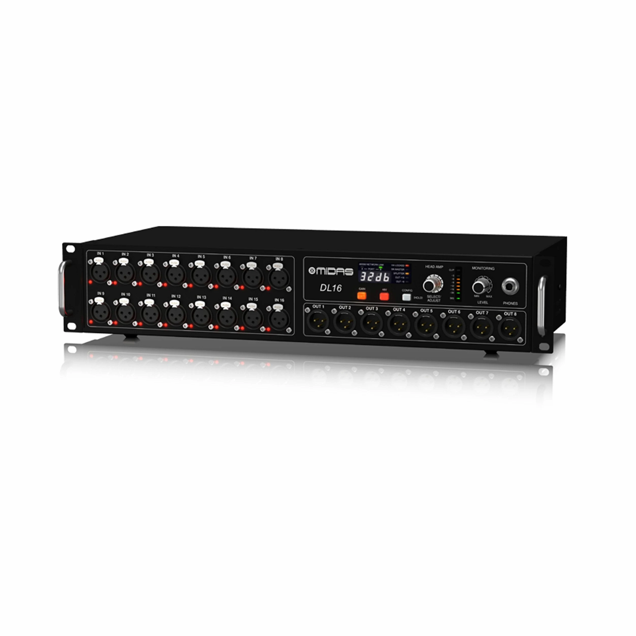 Midas DL16 Stage Box 16 Ingressi, 8 uscite e 16 Preamplificatori Microfonici Midas, interfacce ULTRANET e ADAT