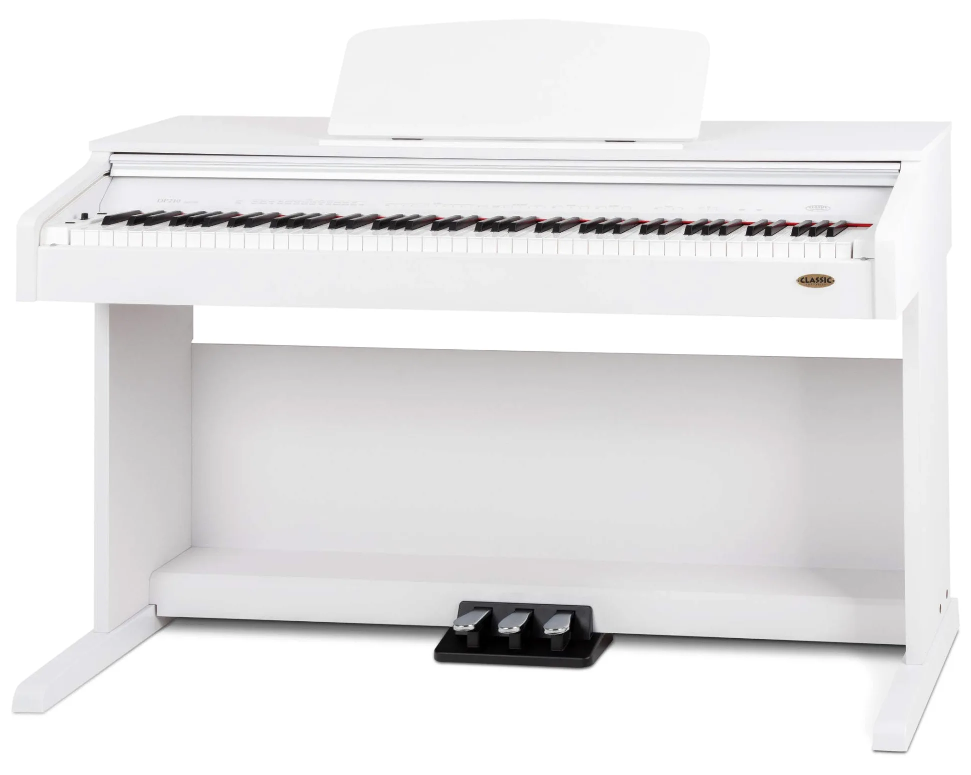 Classic Cantabile DP-210 WM E-Piano bianco opaco, Polifonia a 64 voci | Tastiera HA-88-S500 con 88 tasti a meccanica a martello, Soft, Medio, Hard, 1 brano demo interno, 26 suoni WMA, 2 x cuffie