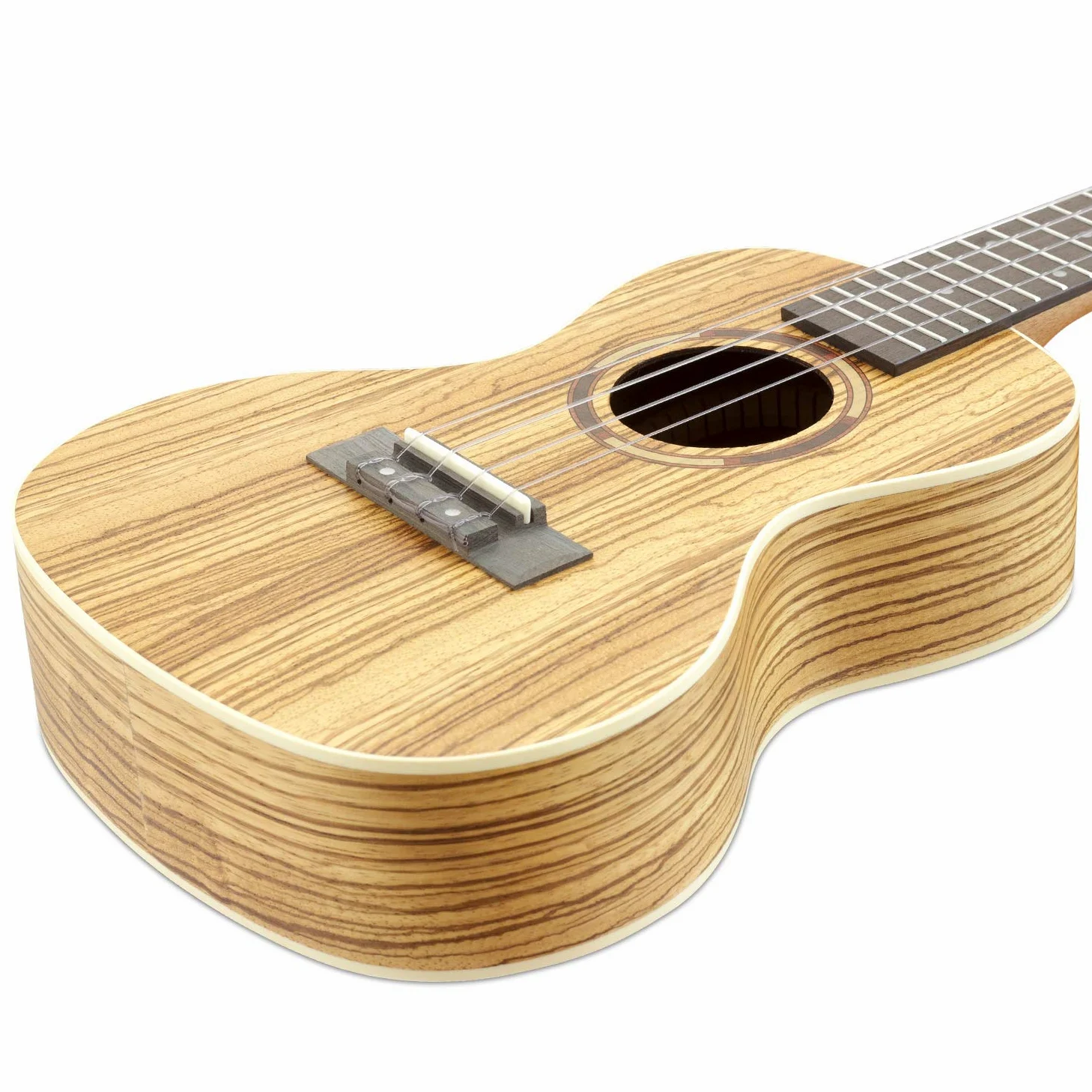 Theodore T-U-04-ZB ukulele concerto zebrano kit completo | Include accordatore, custodia, tracolla, 3 plettri in feltro e corde di ricambio, ideale per principianti.