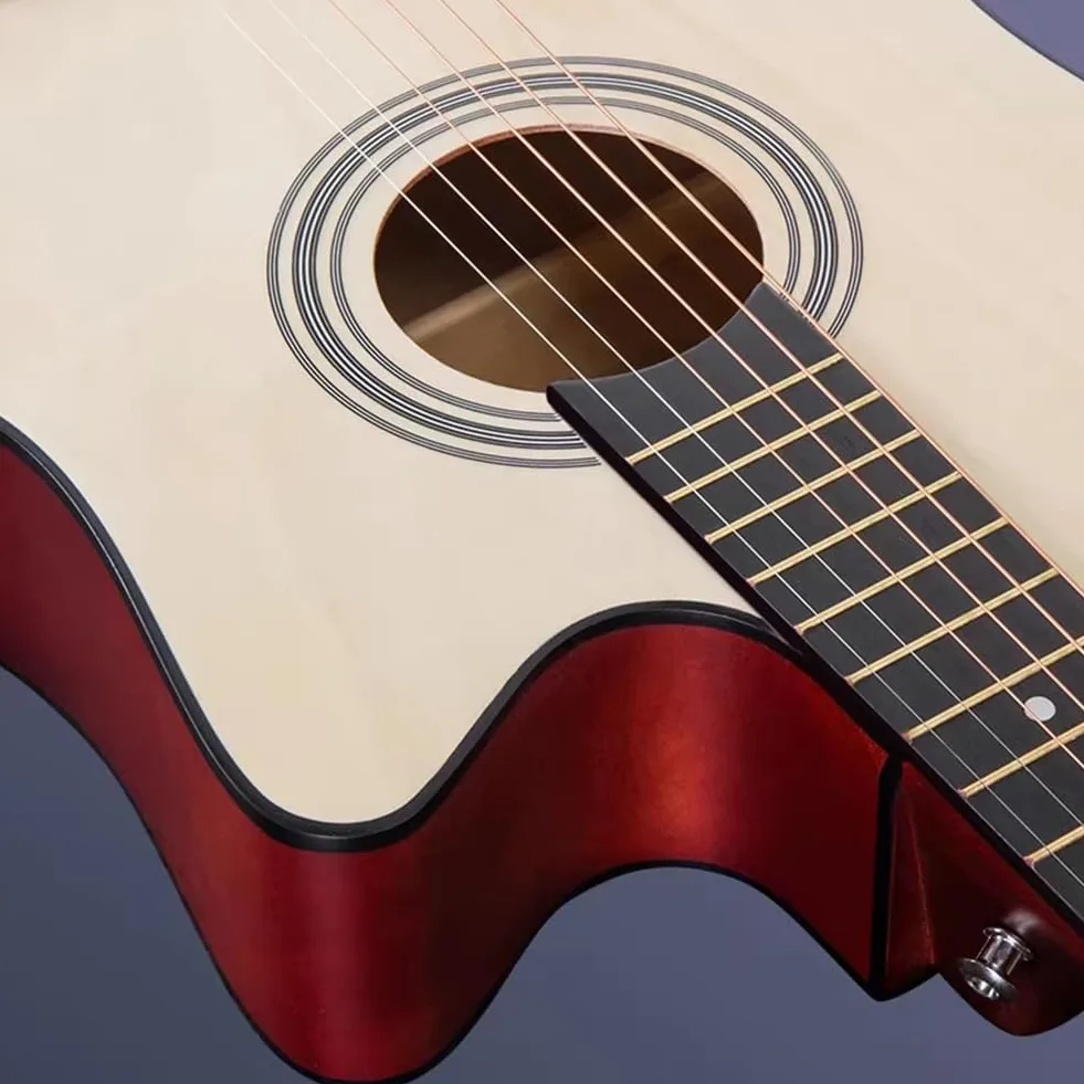 Kit per chitarra acustica con corde in acciaio, completamente in legno lucido, con set di accessori premium e custodia, grigio, 104,1 cm