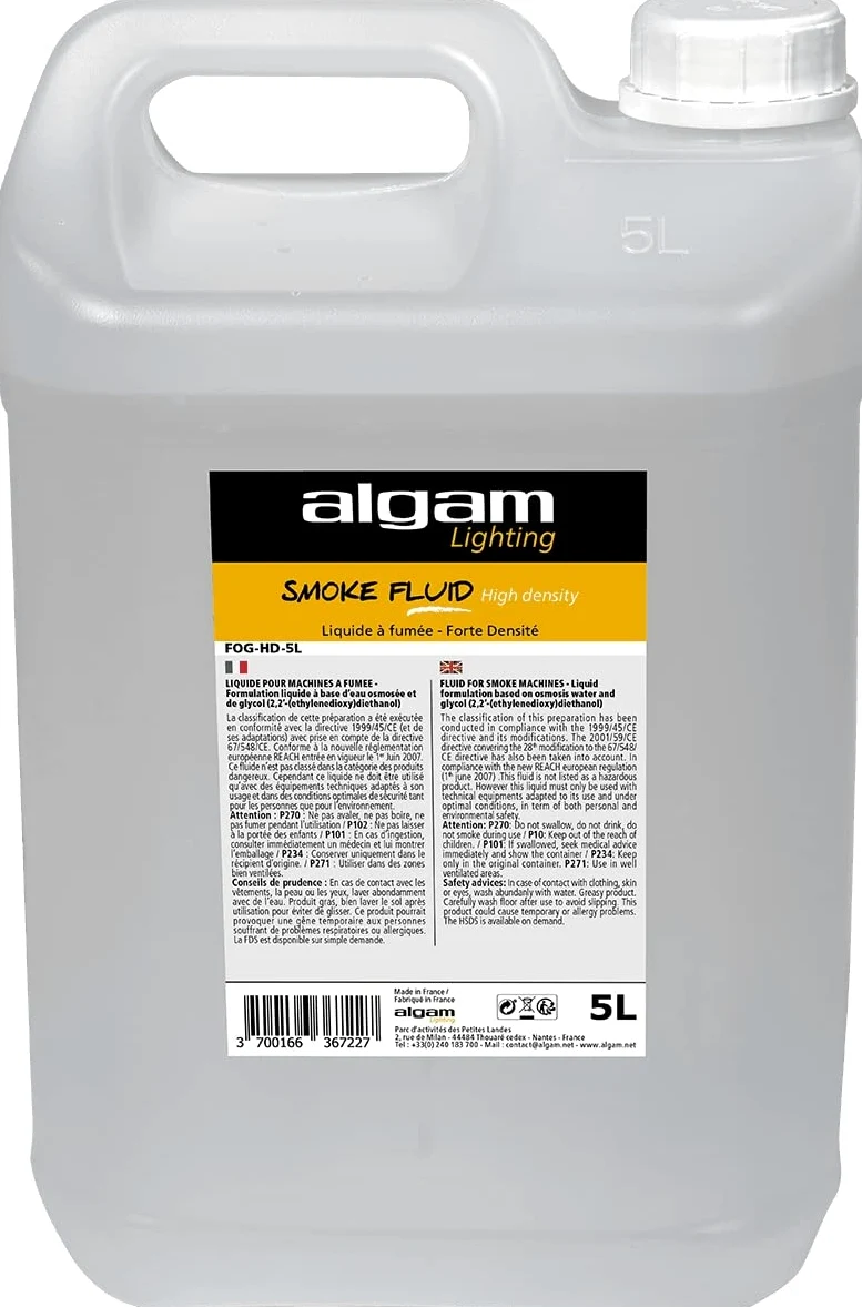 Algam Lighting FOG-HD-5L Liquido per macchina del fumo ad alta densità 5 litri