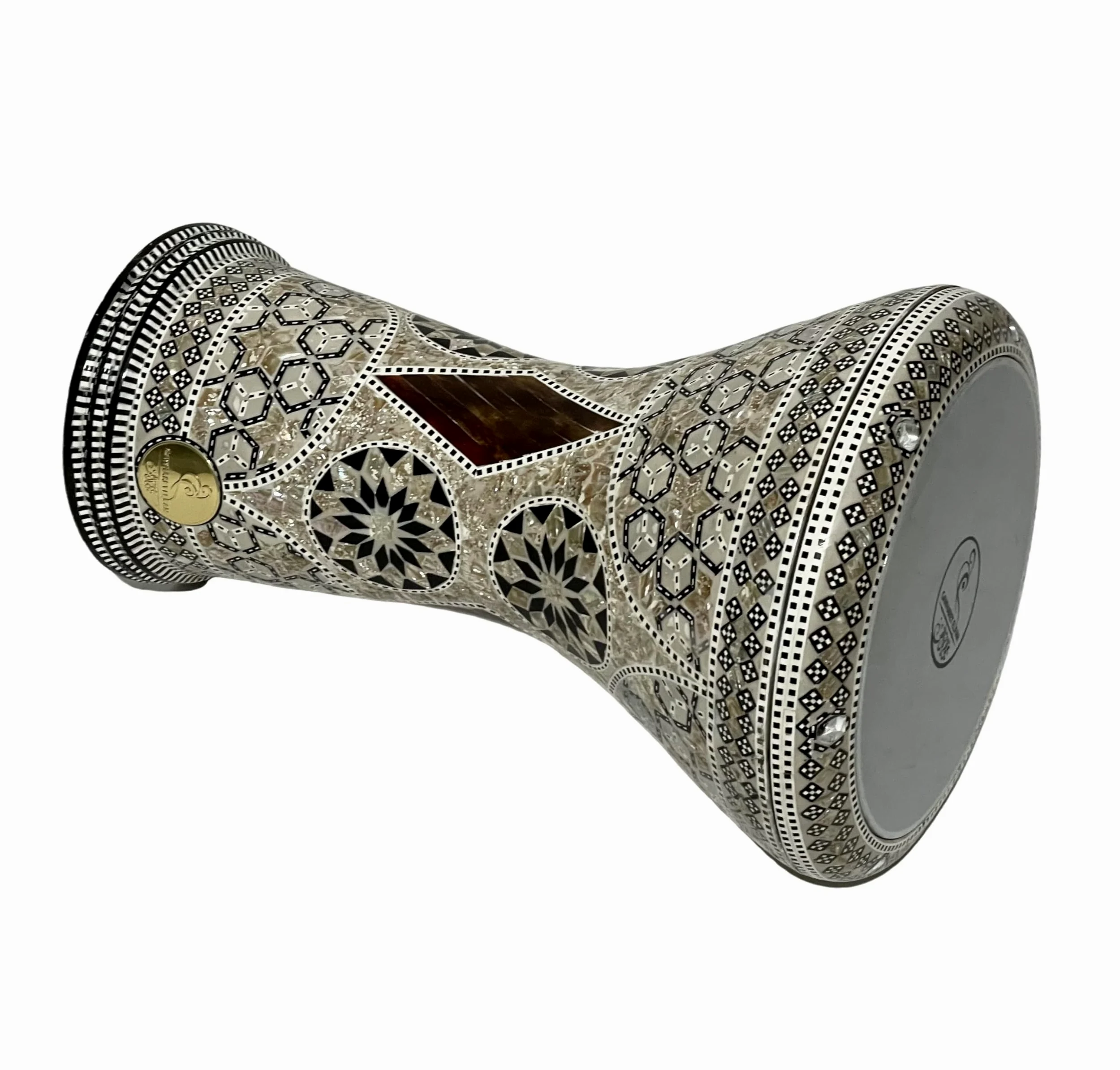 Novità Gawharet El Fan 17" Drum Darbuka tabla doumbek strumento musicale in madreperla egiziano fatto a mano con borsa (Sea Star 43,2 cm)