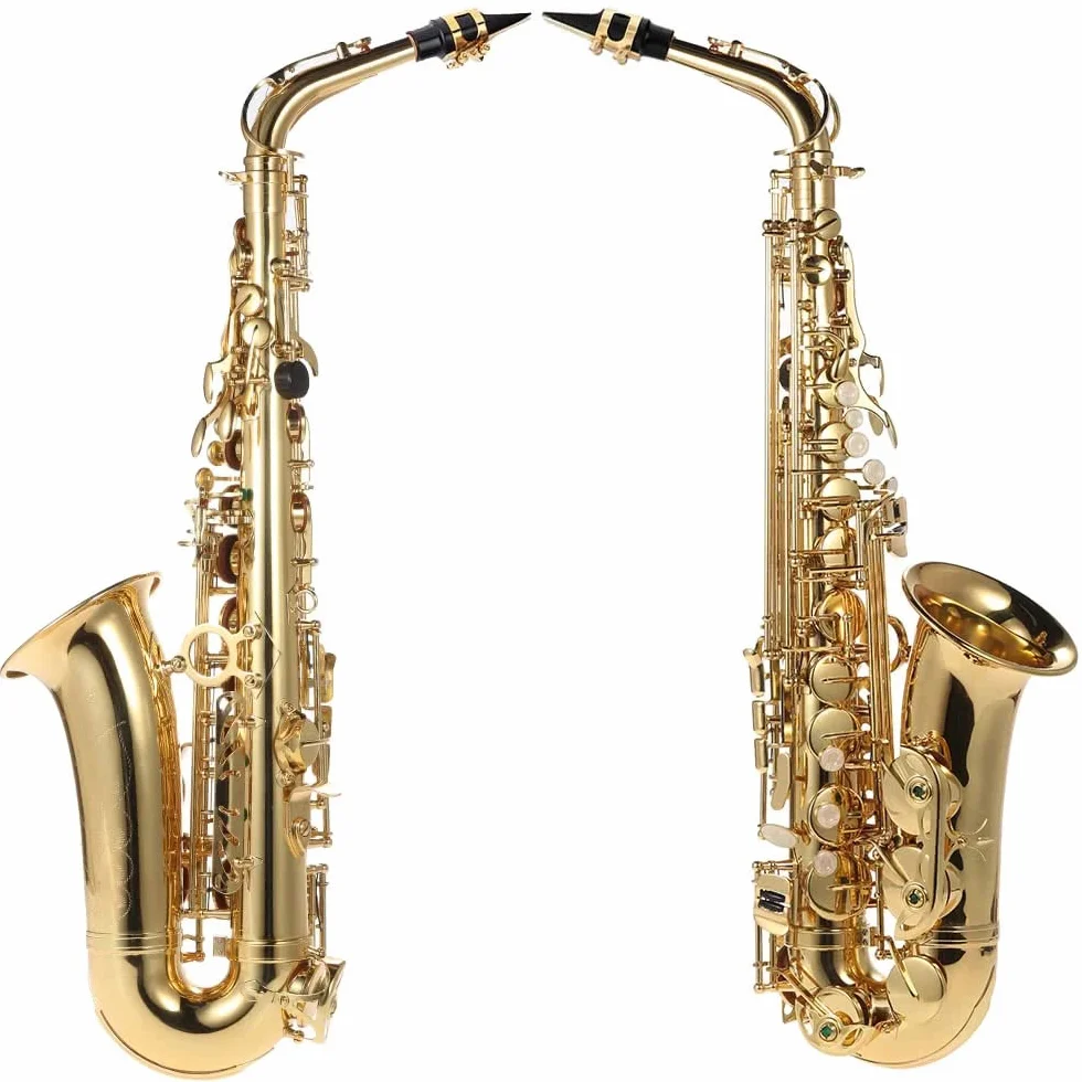 Sax d39,Sassofono contralto in mib Ottone laccato oro Sax piatto in mi 802 Tipo di chiave Strumento a fiato con spazzola per la pulizia Guanti di stoffa Custodia imbottita con cinturino
