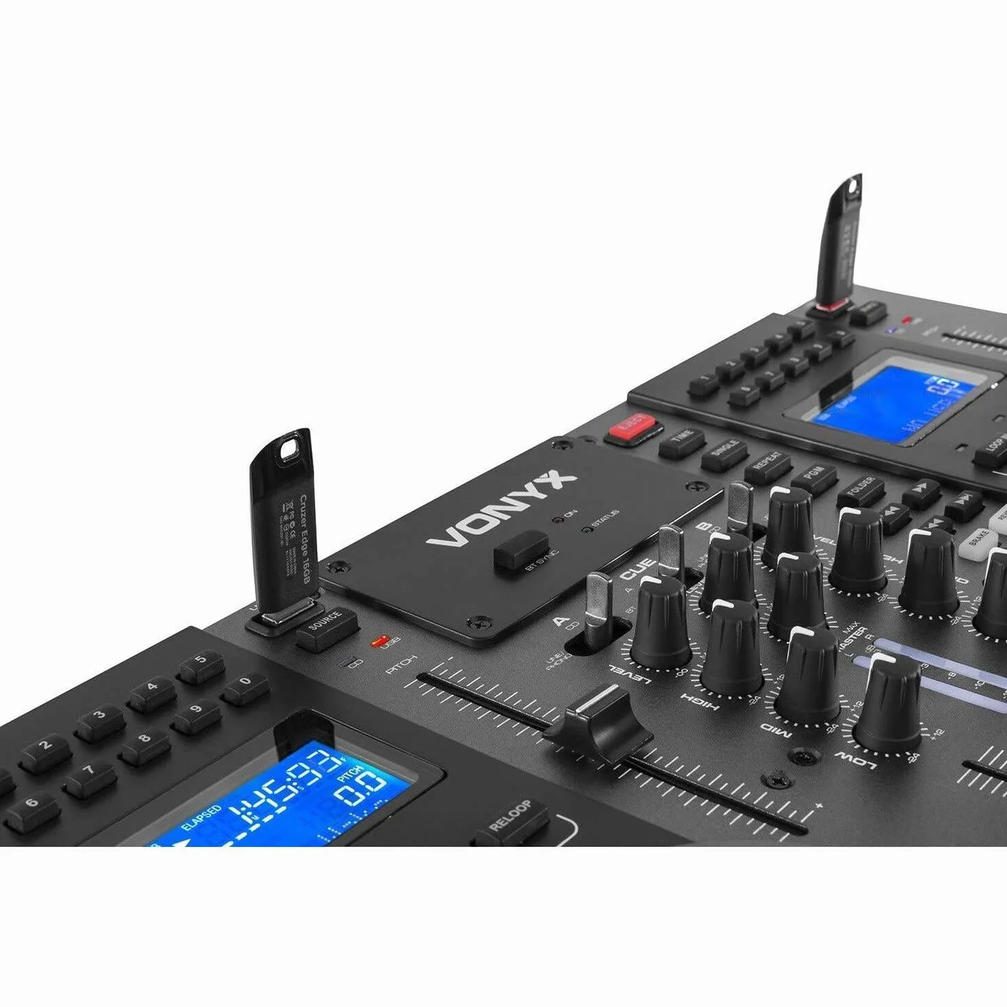 Vonyx CDJ450 DJ Workstation - 2 Lettori CD Compatibili con MP3, Funzione Bluetooth, 2 Porte USB, Mixer a 2 Canali, Media Player, Ricerca Cartella Integrata, Maniglie