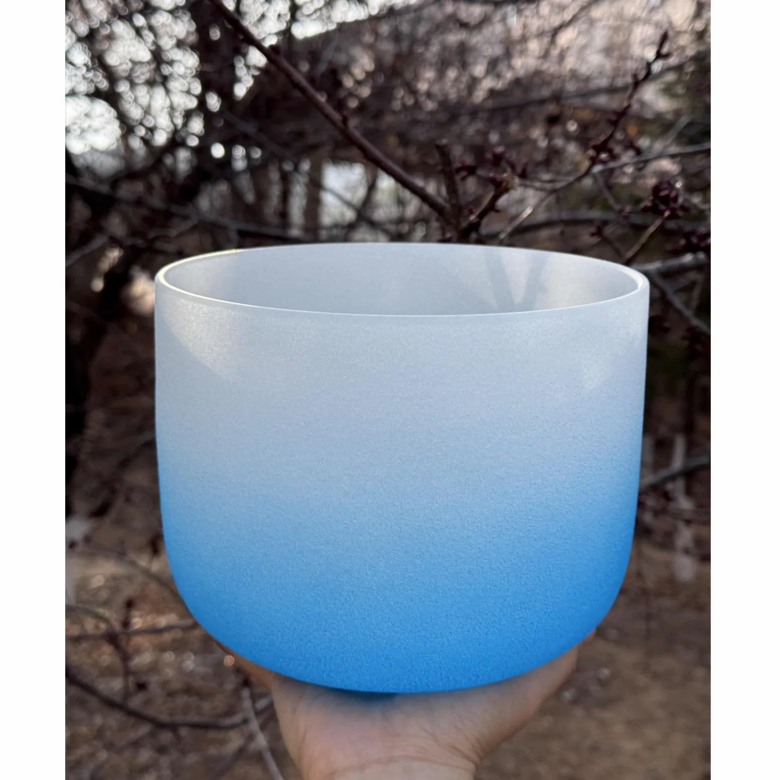 Campana tibetana in cristallo di quarzo con nota sol, 432 Hz, tonalità sfumata, chakra della gola, 20,3 cm, per la guarigione del suono