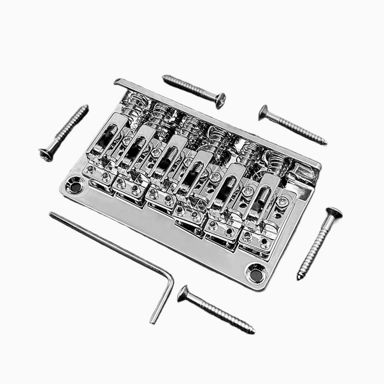 Ponte for chitarra elettrica a 12 corde Hardtail in metallo 73x40.3MM-10.5 Fondo/corpo passante a doppio percorso(Chrome)