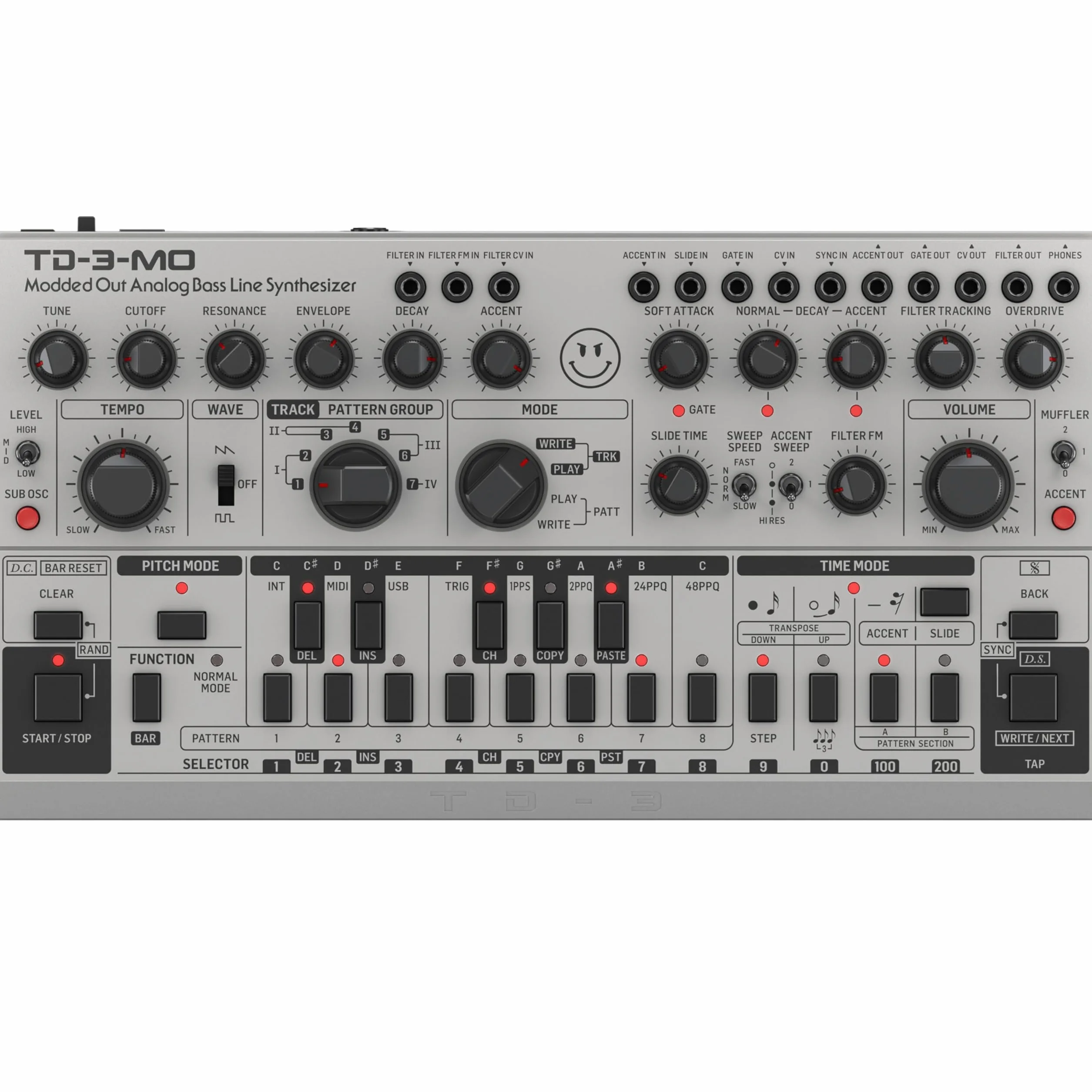 Behringer TD-3-MO-SR Sintetizzatore di linea di basso analogico "Modded Out" con VCO, VCF controllabile tramite MIDI e oscillatore sub-armonico