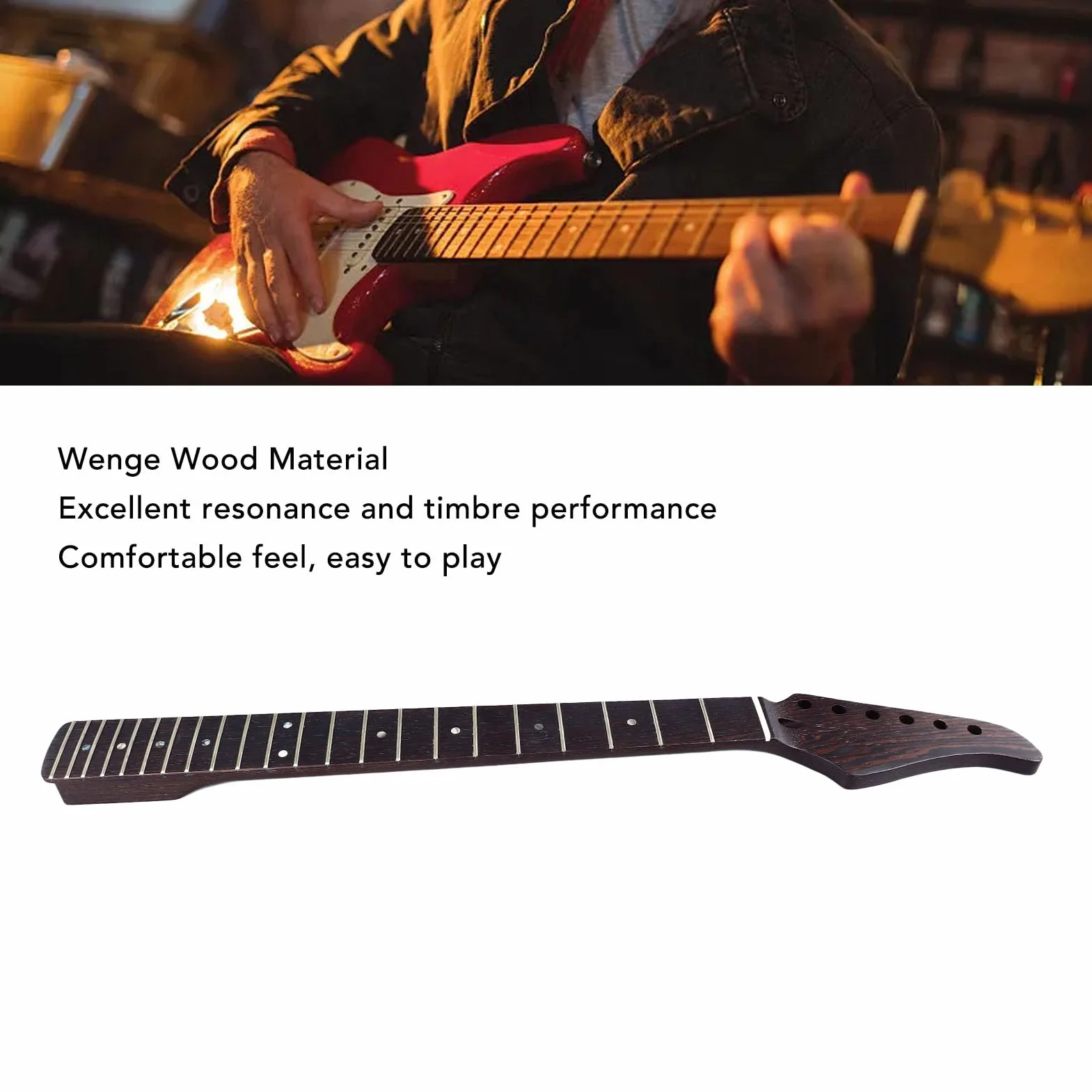 Fockety Manico per Chitarra Elettrica, 22 Tasti Materiale Legno Wenge Sostituzione Manico per Chitarra, Manico per Tastiera per Chitarra di Sonora per Suhr ST Manico per