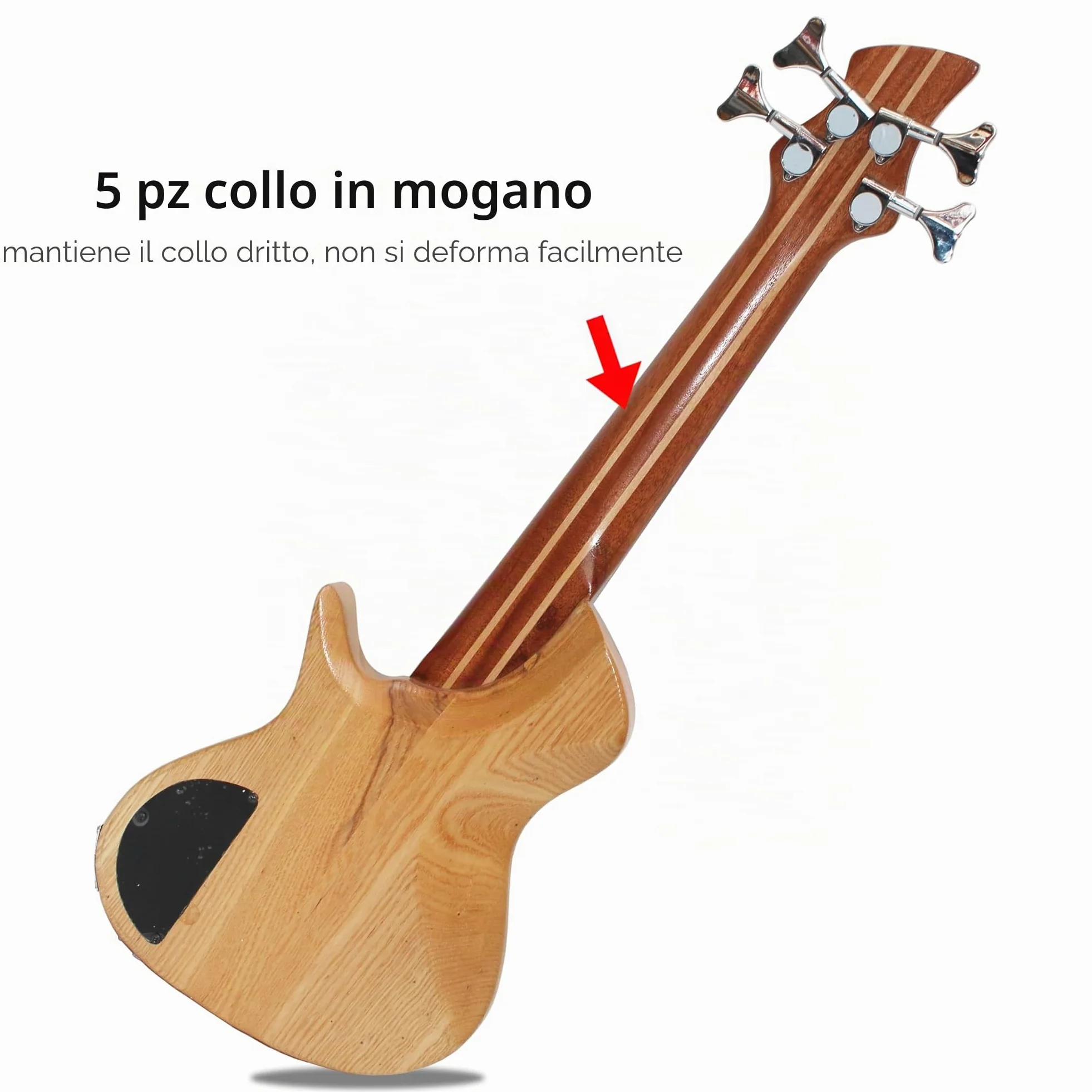 Batking Mini Basso Elettrico, Viaggio Ubass 4 Corde, Fretted Ukelele Basso con Gig bag