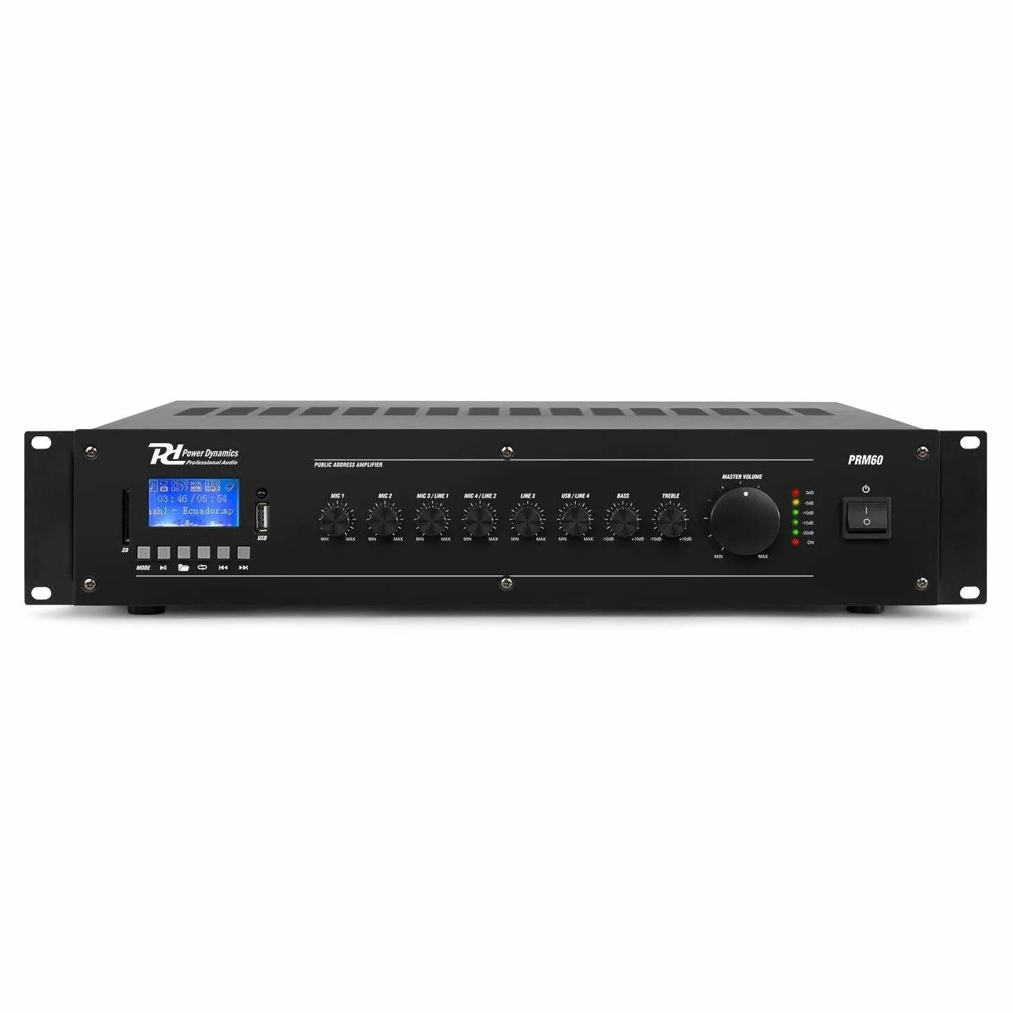Amplificatore 60W mono zona da 100V 8Ohm con BT, SD, USB mod. PRM60