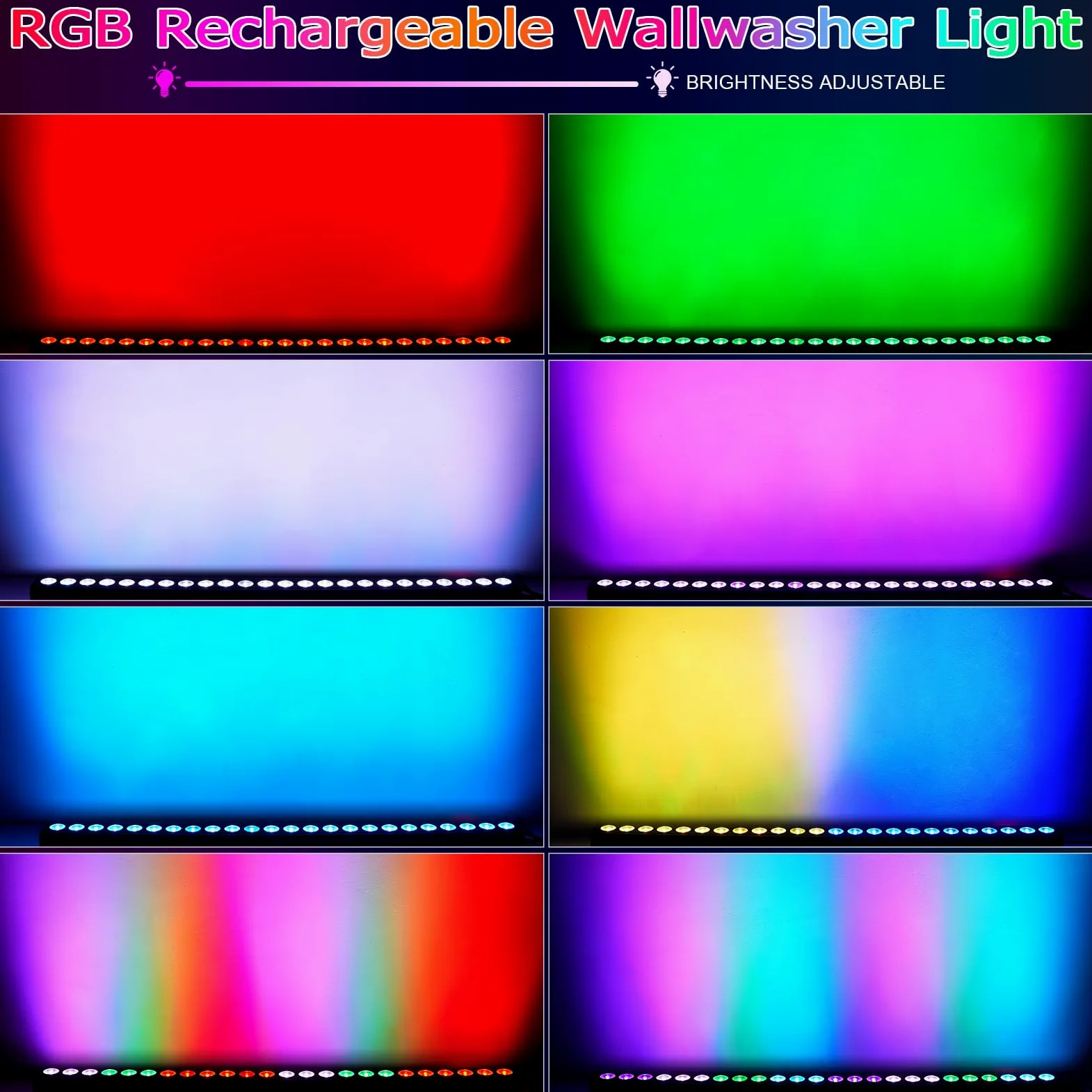UKing 100W Batteria Wallwasher Luce di Scena, Faretto Ricaricabile 24pcs RGB 3in1 LED Luce dmx512 DJ Party Luci da Parete all'aperto per Casa Feste Club Bar Matrimoni Halloween Natale (1 pezzo)