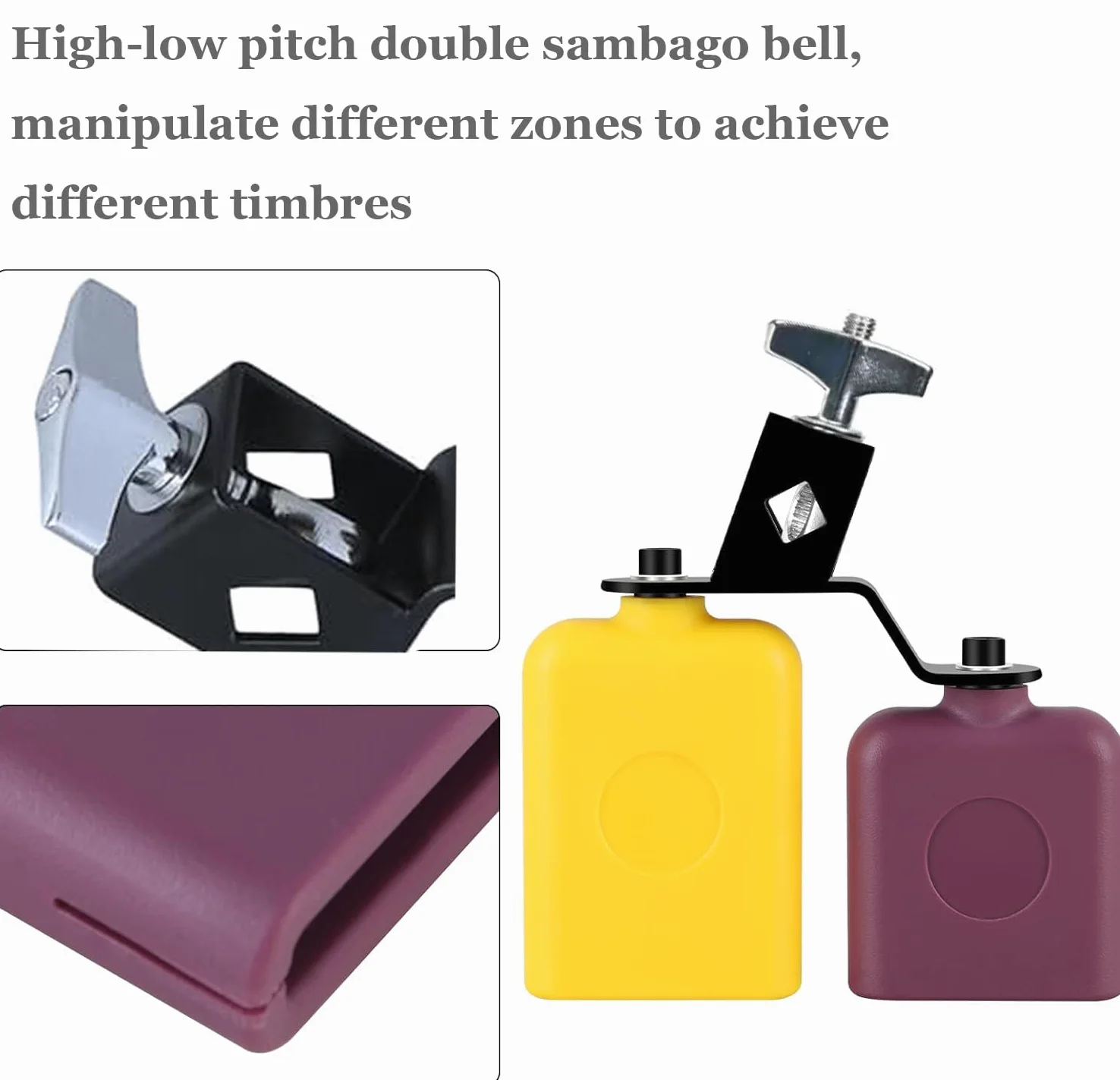 MOONBACK Jam Block Set, Plastic Cow Bell Double Sambago Bell e Blocco Percussioni Musicali, Latino Percussione Strumento Kit