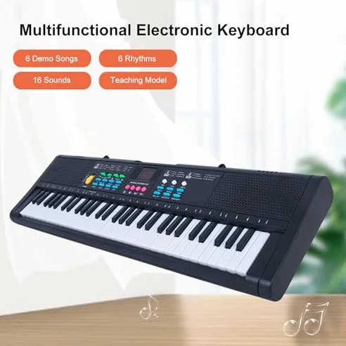 Mini Piano Electrico, Tastiera Pianoforte 61 Tasti Tastiera Pianoforte Tastiera Elettronica Portatile Strumento Musicale 61 Key Piano Keyboard per Principianti Bambini Nero Pianola