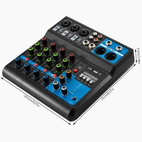 audio DJ mixer soundboard a 5 canali 48 V alimentazione phantom con Bluetooth USB MP3 Stereo Live DJ Studio Streaming per registrazioni professionali feste sul palco KTV