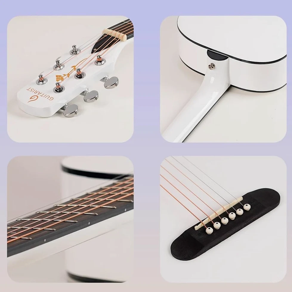 Chitarra acustica da 96 cm, per principianti, adulti, adolescenti, con kit di accessori, include custodia, accordatore, corde in acciaio, capotasto, tracolla
